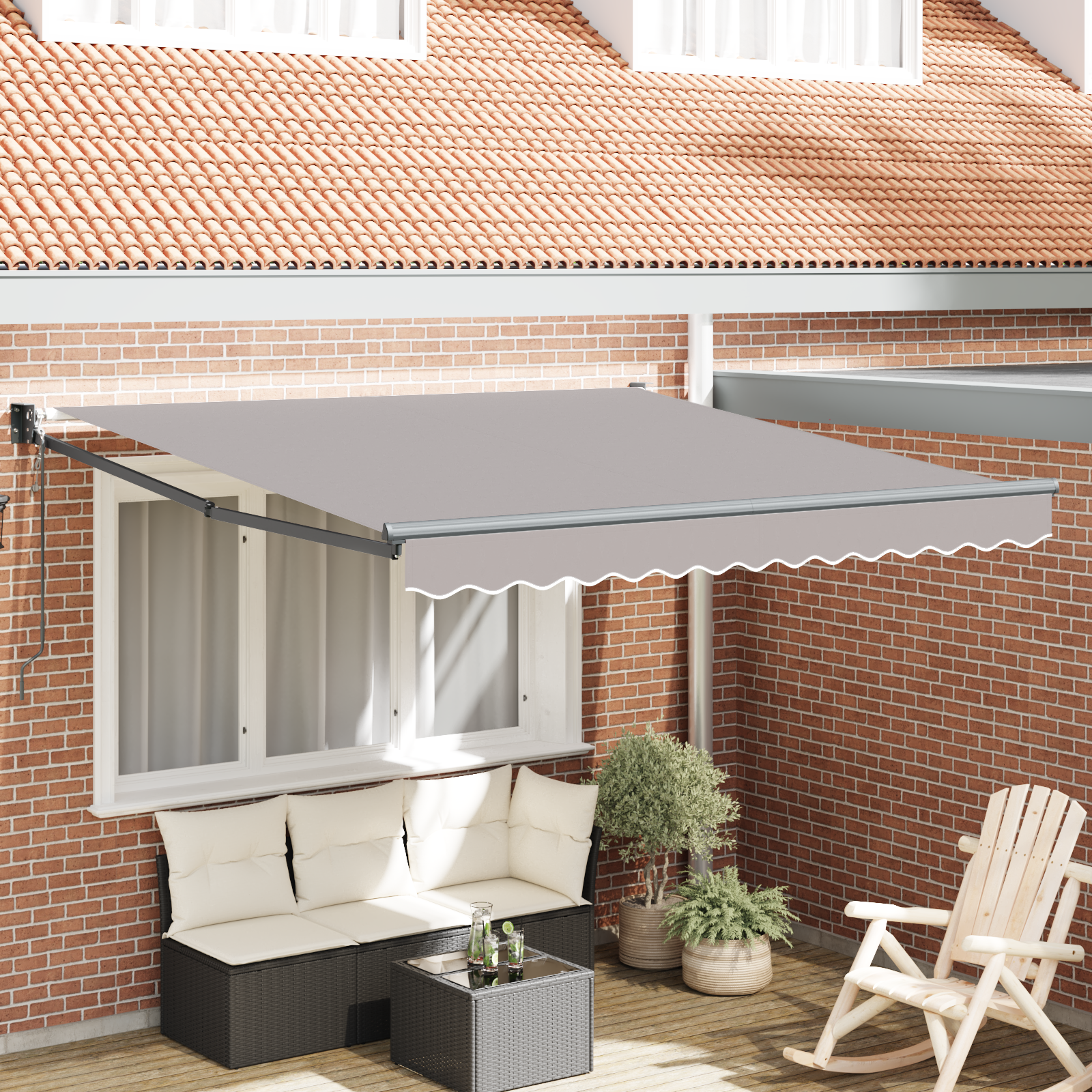 Automatisk Uttrekkbar Markise Lys Grå 300x250 cm