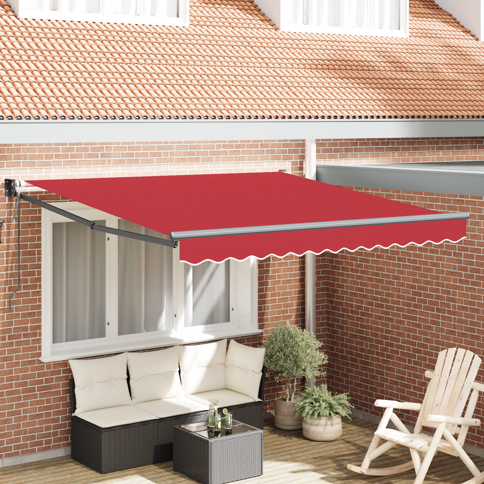 Automatisk Uttrekkbar Markise Rød 300x250 cm
