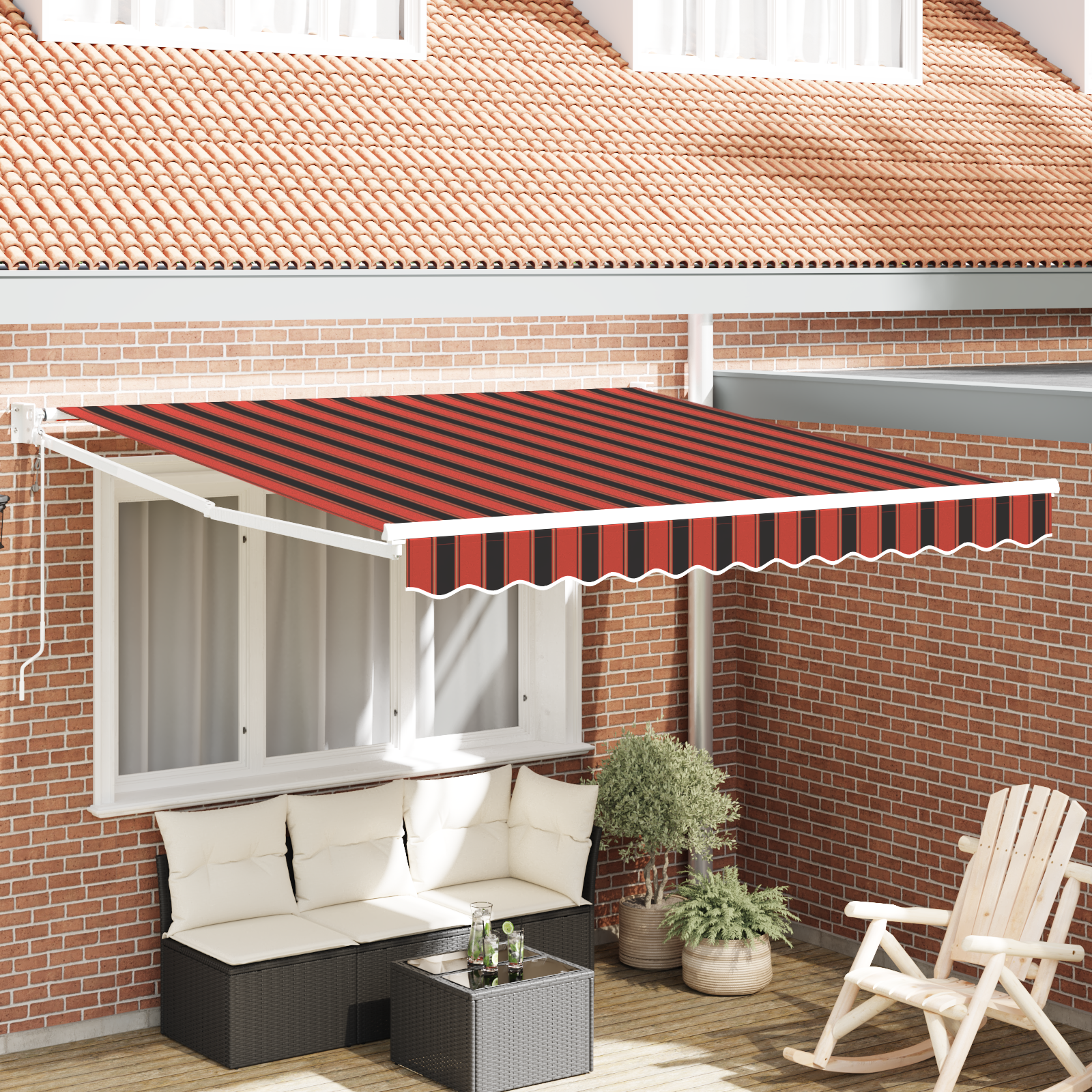 Automatisk uttrekkbar markise Oransje og Brun 350x250 cm