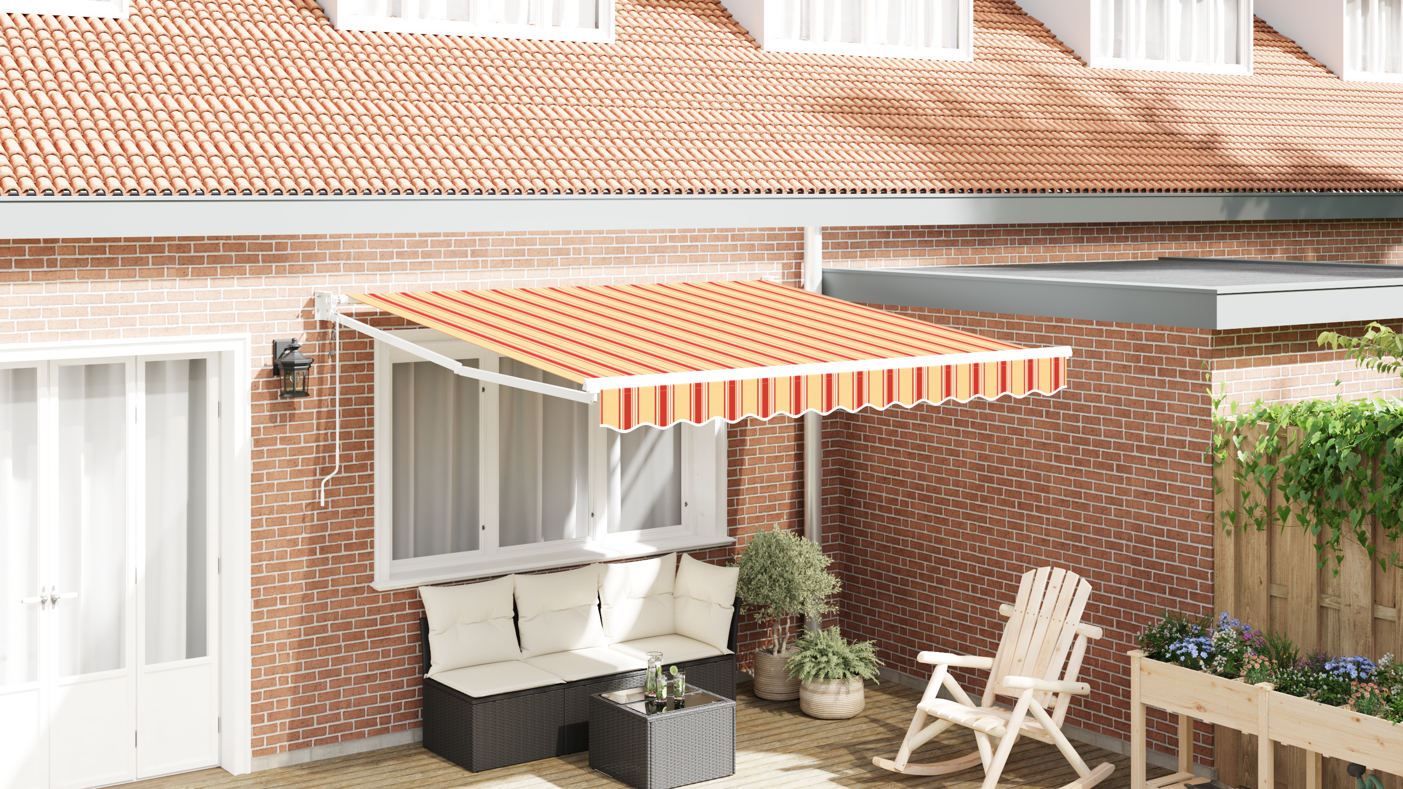 Automatisk Uttrekkbar Markise Gul og Oransje 350x250 cm