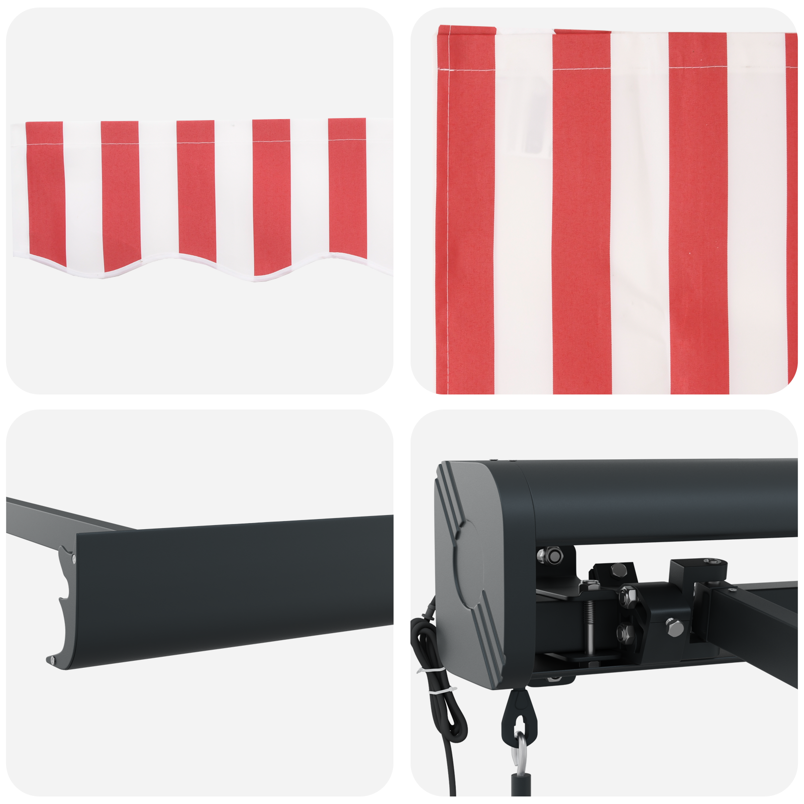 Automatisk Uttrekkbar Markise Rød og Hvit Stripe 350x250 cm