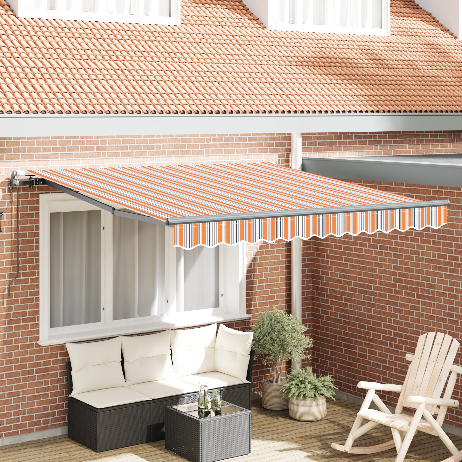 Automatisk Uttrekkbar Markise Multicolor Stripe 350x250 cm