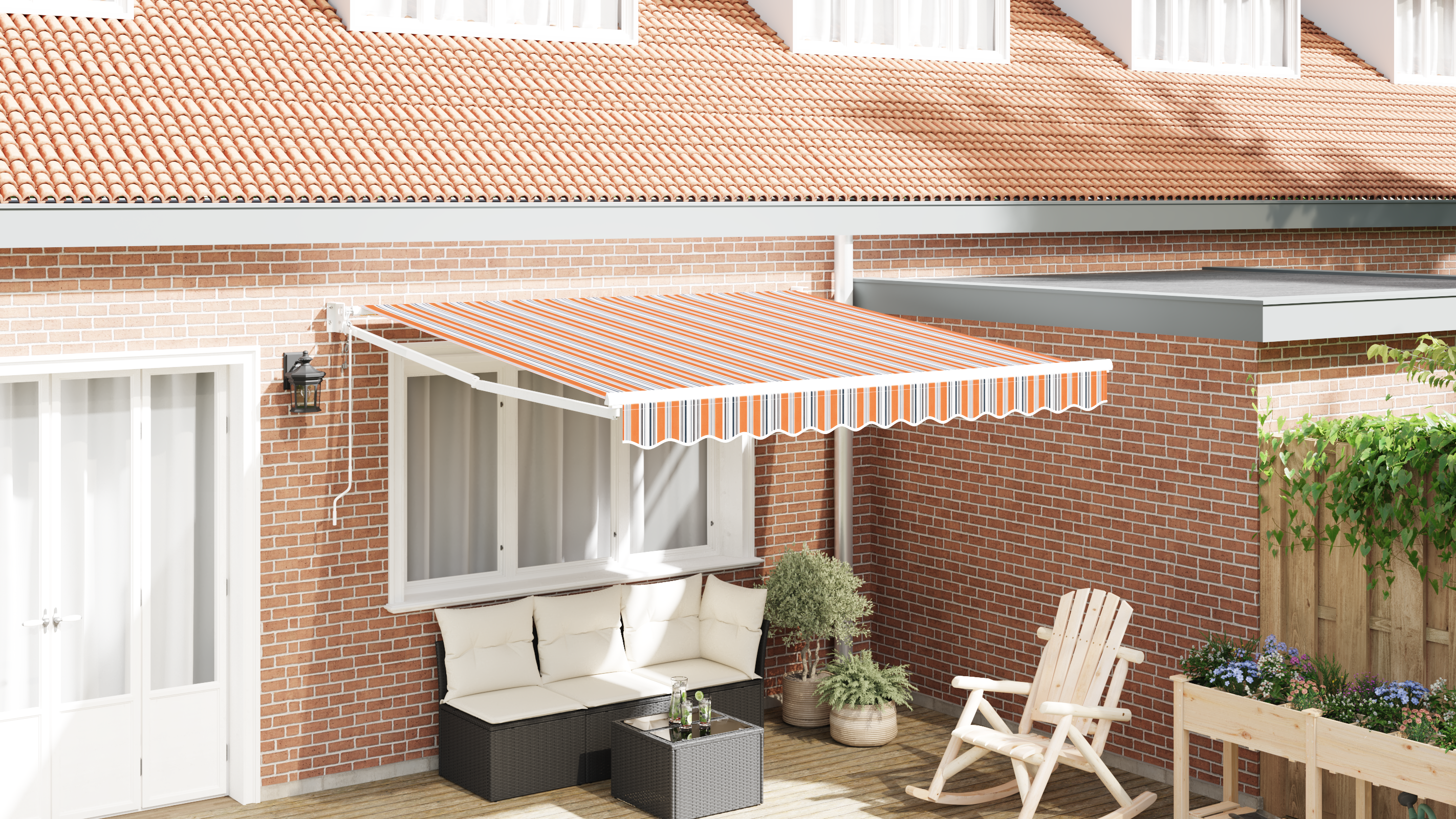 Automatisk Uttrekkbar Markise Flerfarget Stripe 350x250 cm
