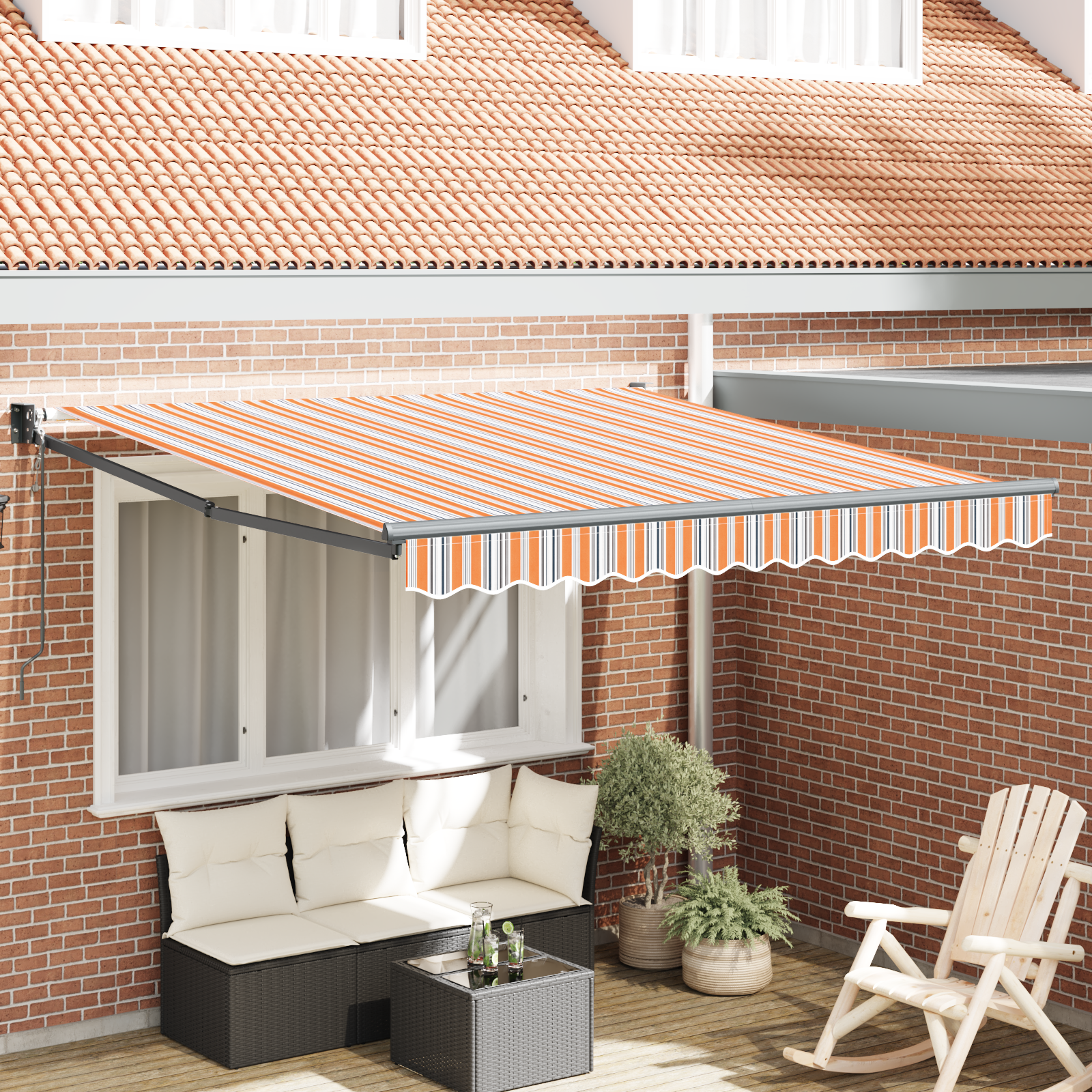 Automatisk Uttrekkbar Markise Flerfarget Stripe 350x250 cm