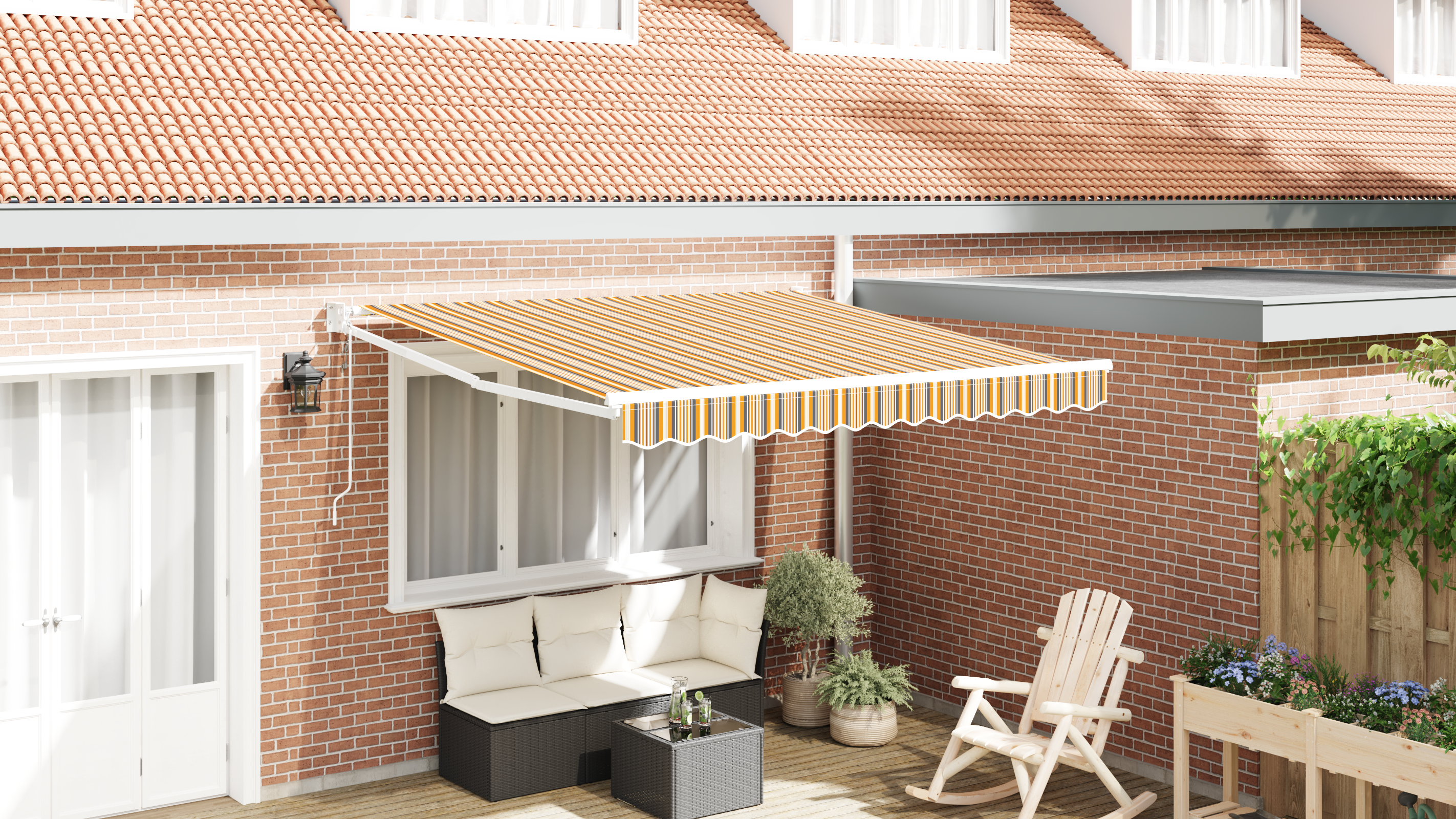 Automatisk Uttrekkbar Markise Med Flerfarget Stripe 350x250 cm