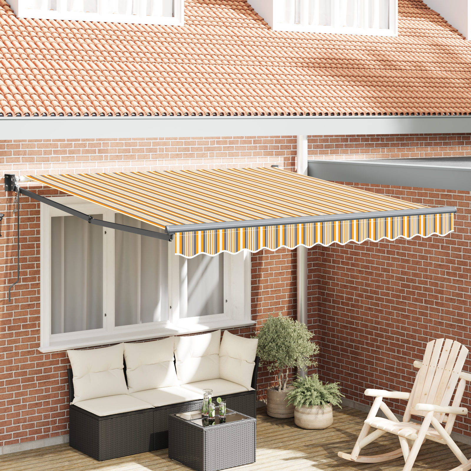 Automatisk Uttrekkbar Markise Flerfarget Stripe 350x250 cm