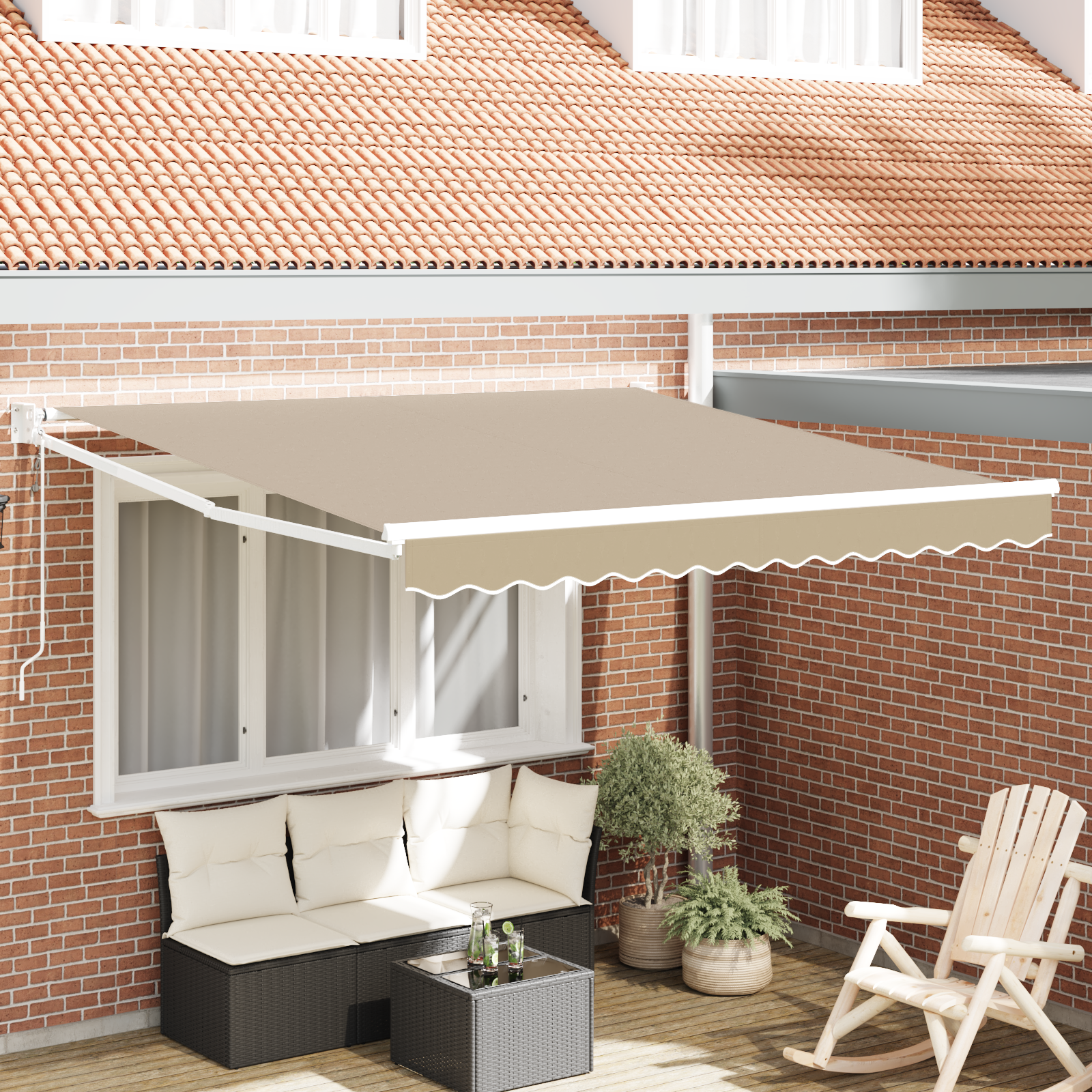 Automatisk Uttrekkbar Markise Beige 350x250 cm