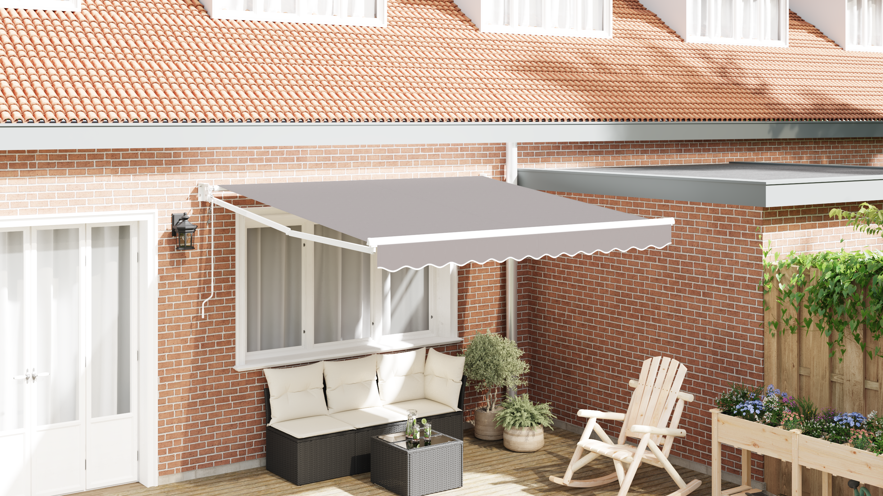 Automatisk Uttrekkbar Markise Lys Grå 350x250 cm