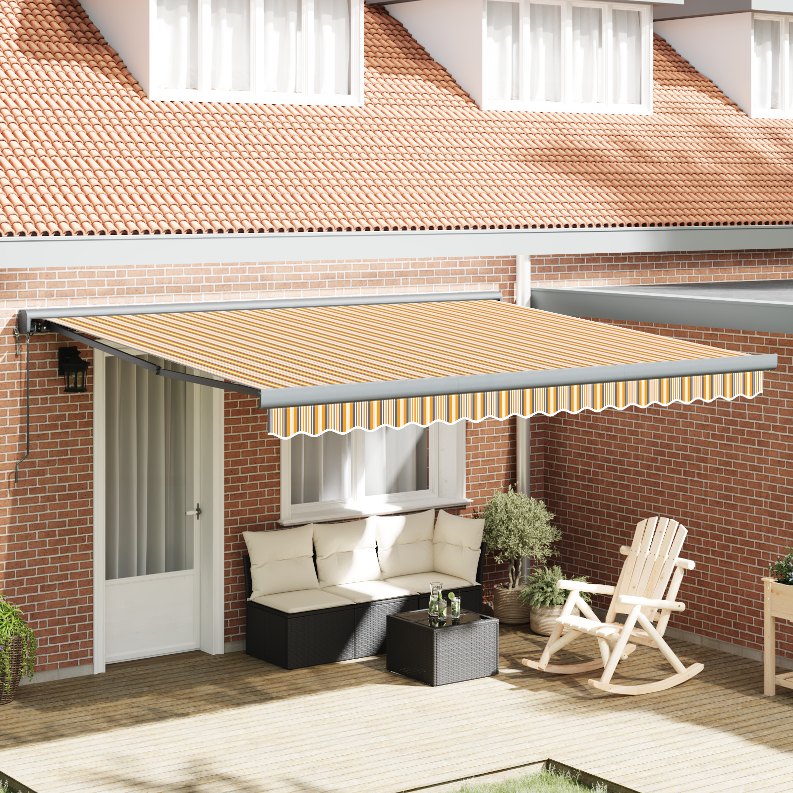 Automatisk Uttrekkbar Markise Flerfarget Stripe 400x300 cm