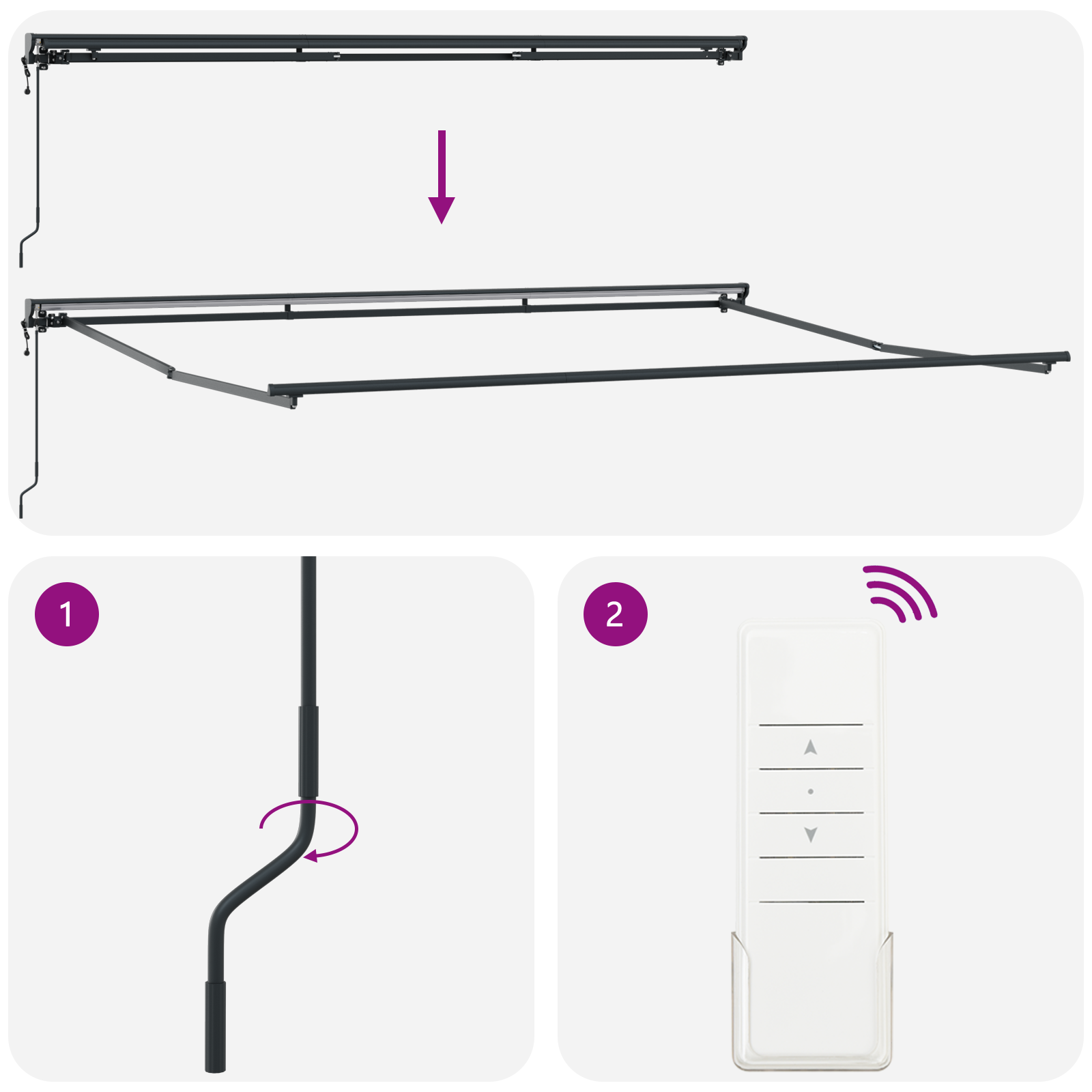 Innvendbar Markise Blå og hvit Antrasittgrå 450 × 300 cm