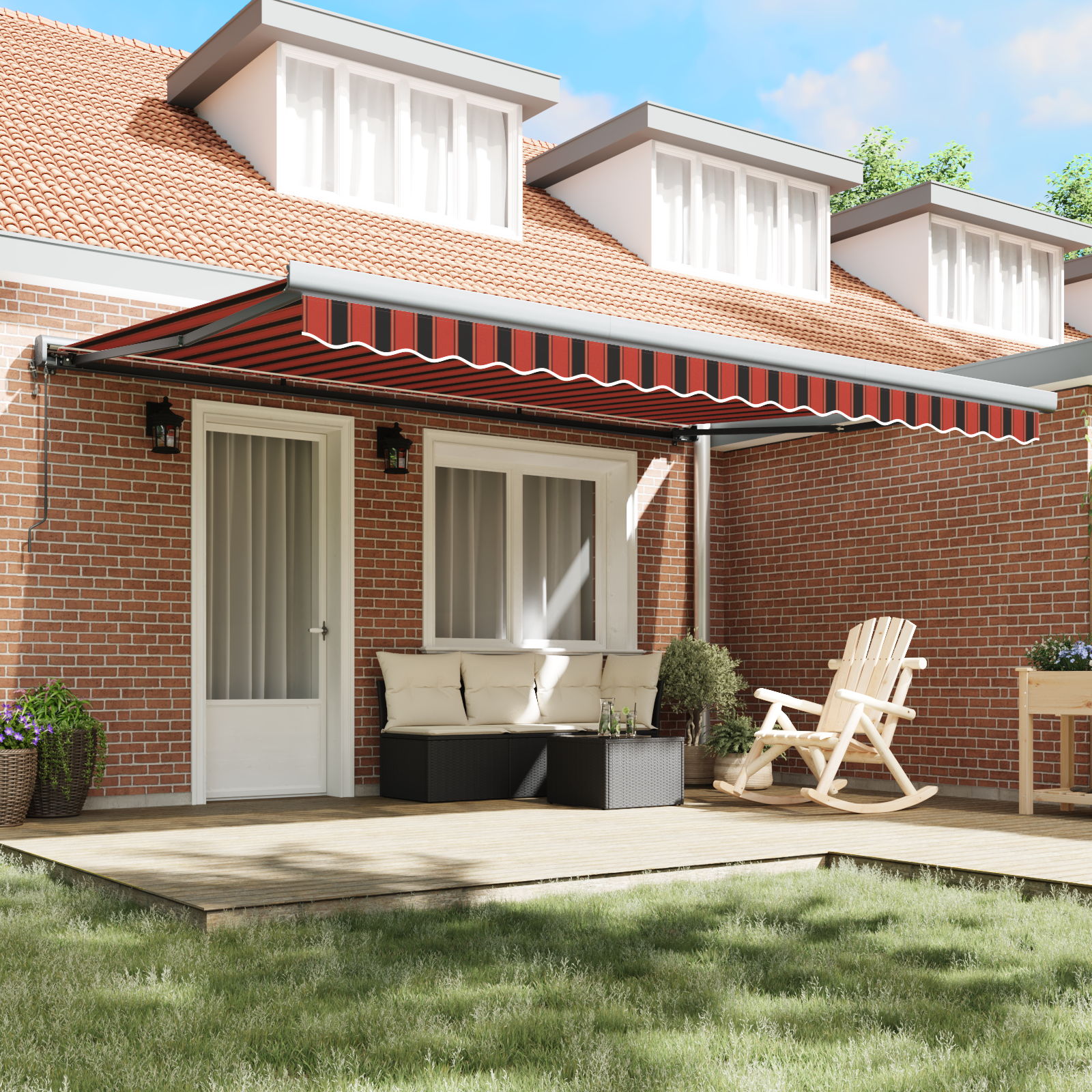 Automatisk Uttrekkbar Markise Oransje og Brun 450x300 cm