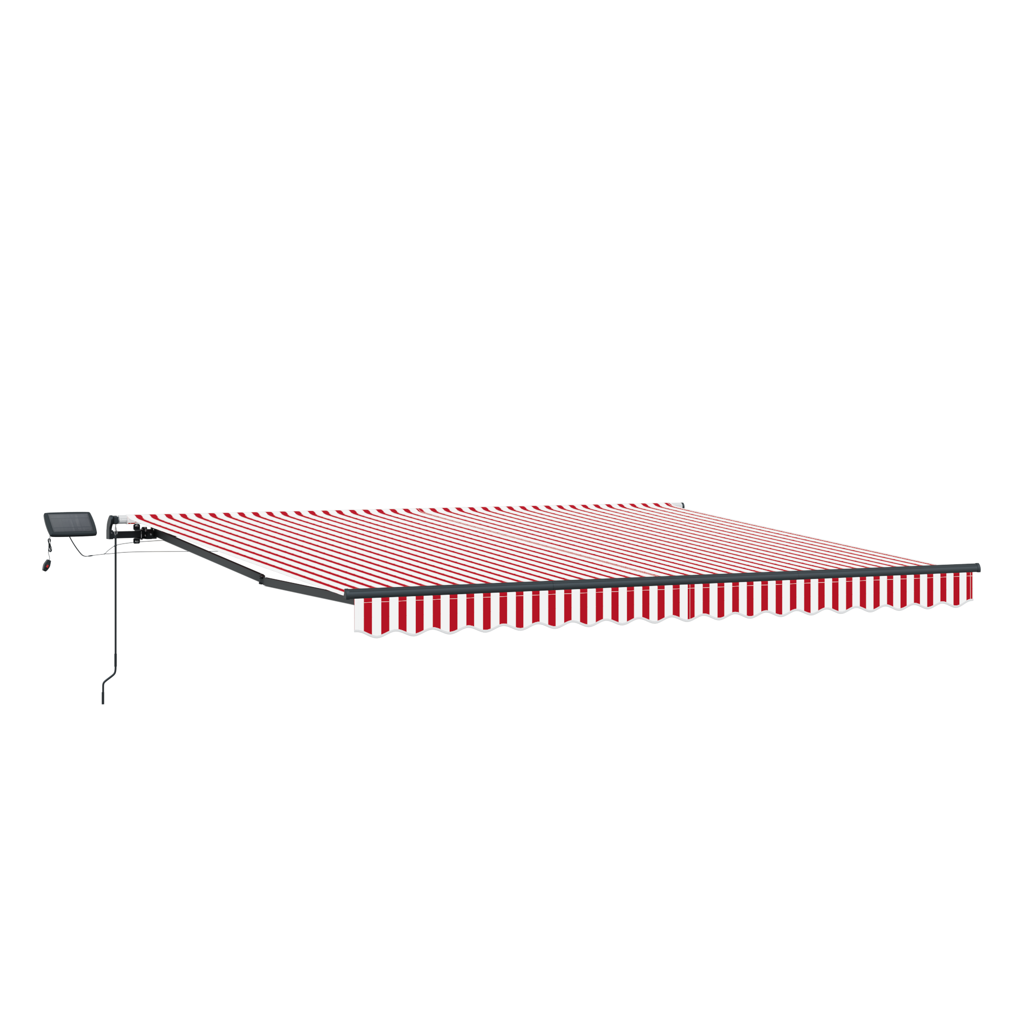 Manuell Uttrekkbar Markise med LED Rød og Hvit Stripe 450x350 cm