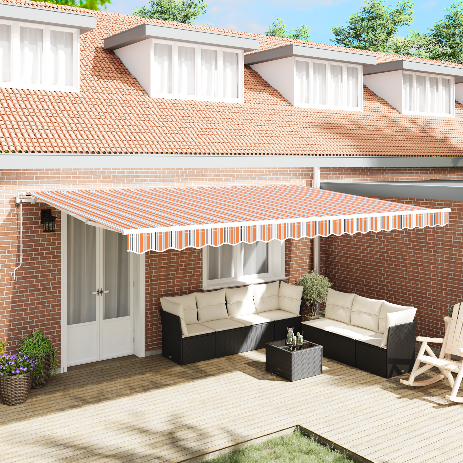 Automatisk Uttrekkbar Markise Multicolor Stripe 500x350 cm
