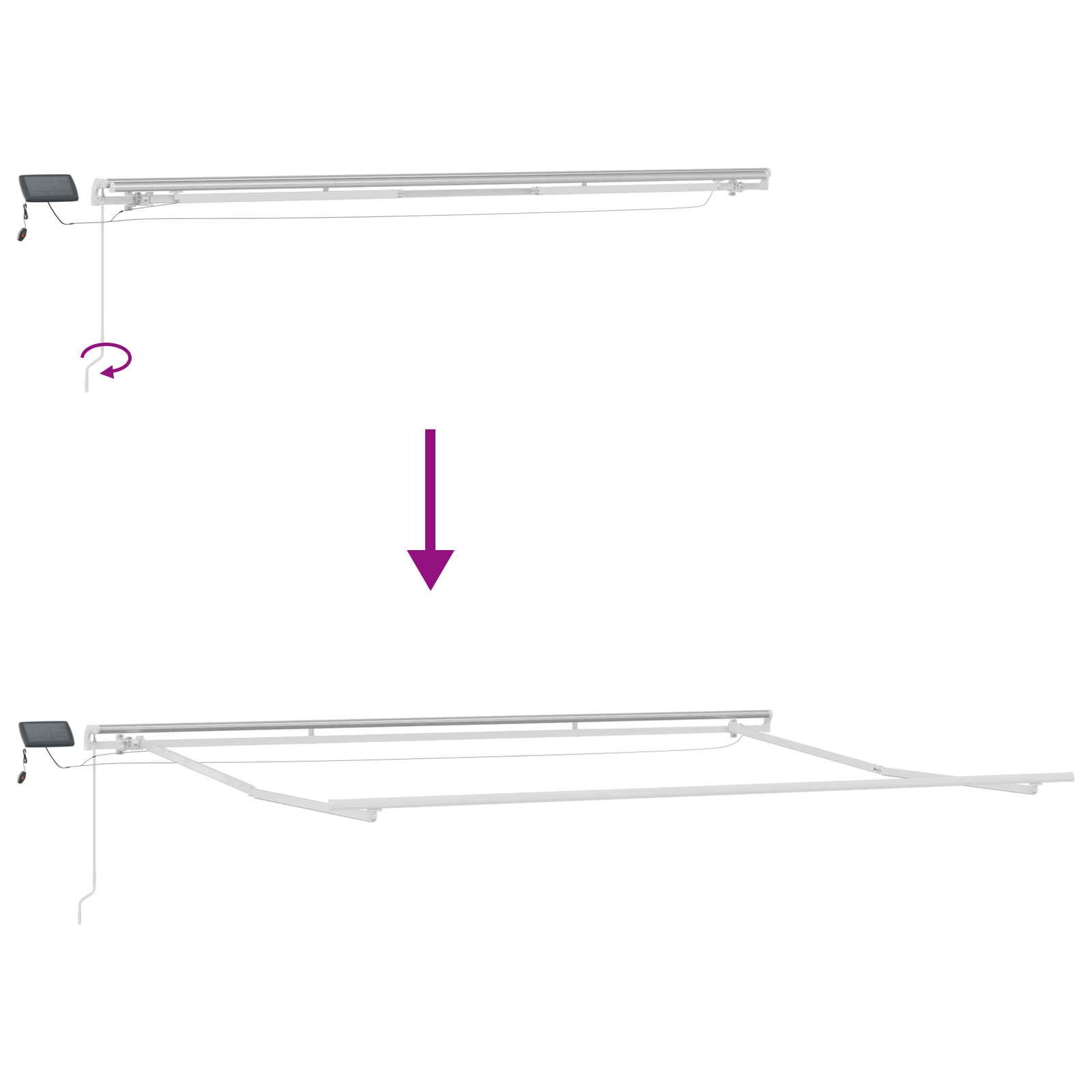 Manuell Uttrekkbar Markise med LED Multicolor Stripe 500x350 cm