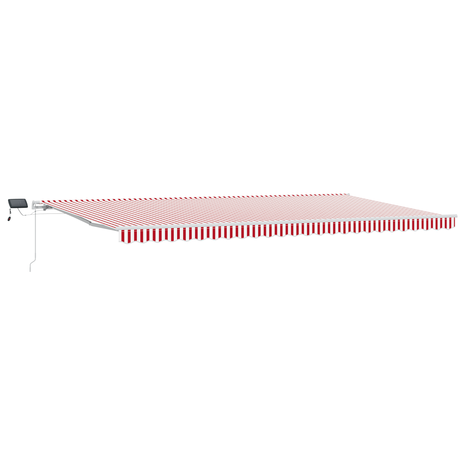 Manuell Uttrekkbar Markise med LED Rød og Hvit Stripe 600x300 cm