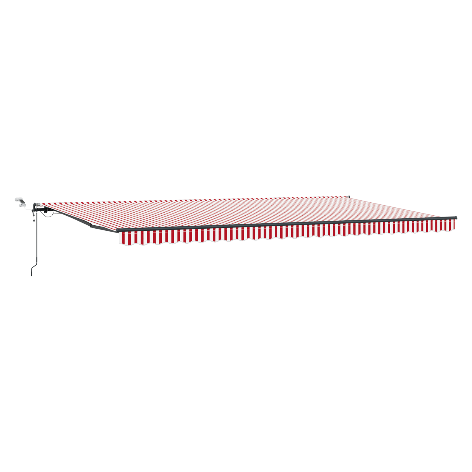 Automatisk Uttrekkbar Markise med LED Rød og Hvit Stripete 600x300 cm