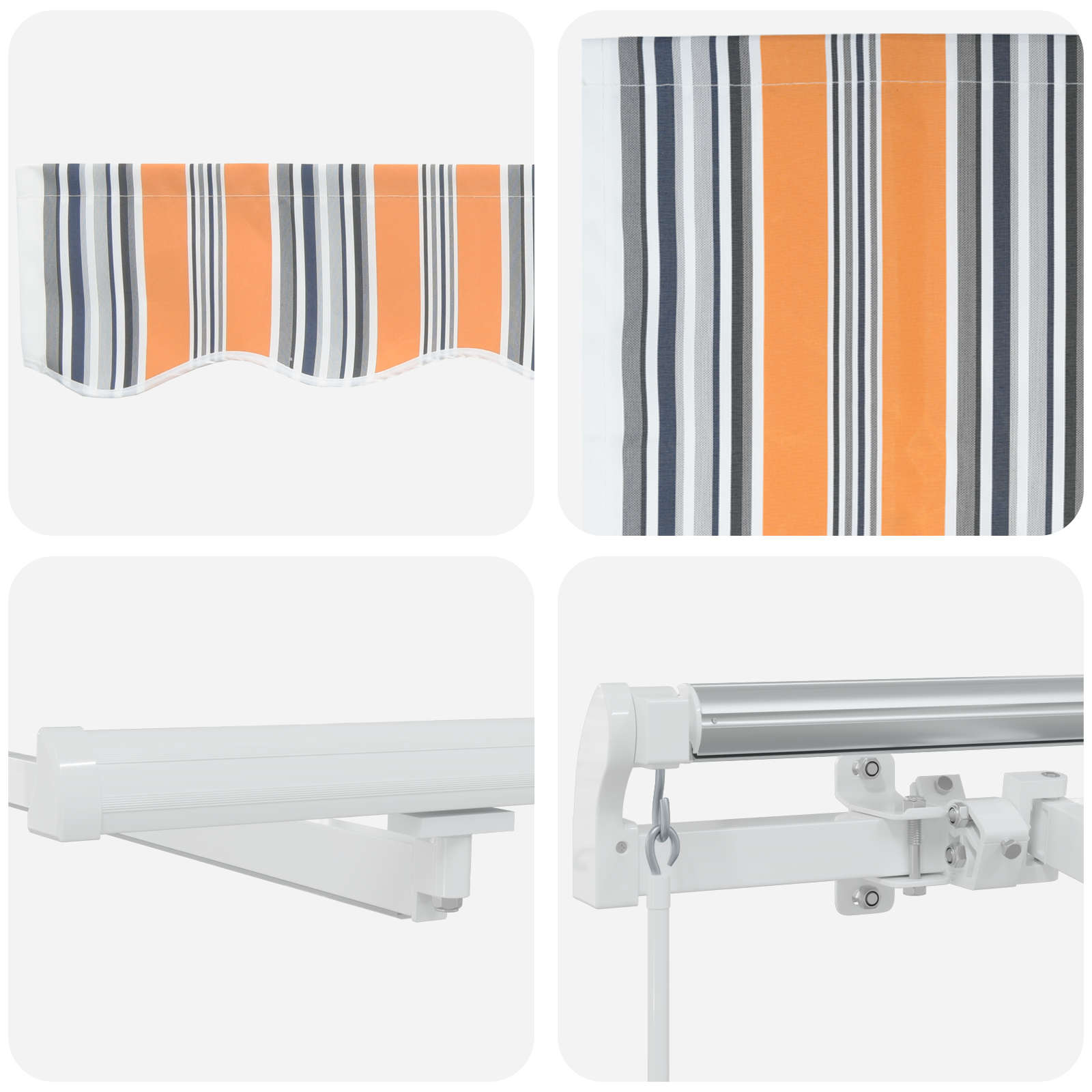 Manuell Uttrekkbar Markise med LED Flermønstret Stripe 600x300 cm
