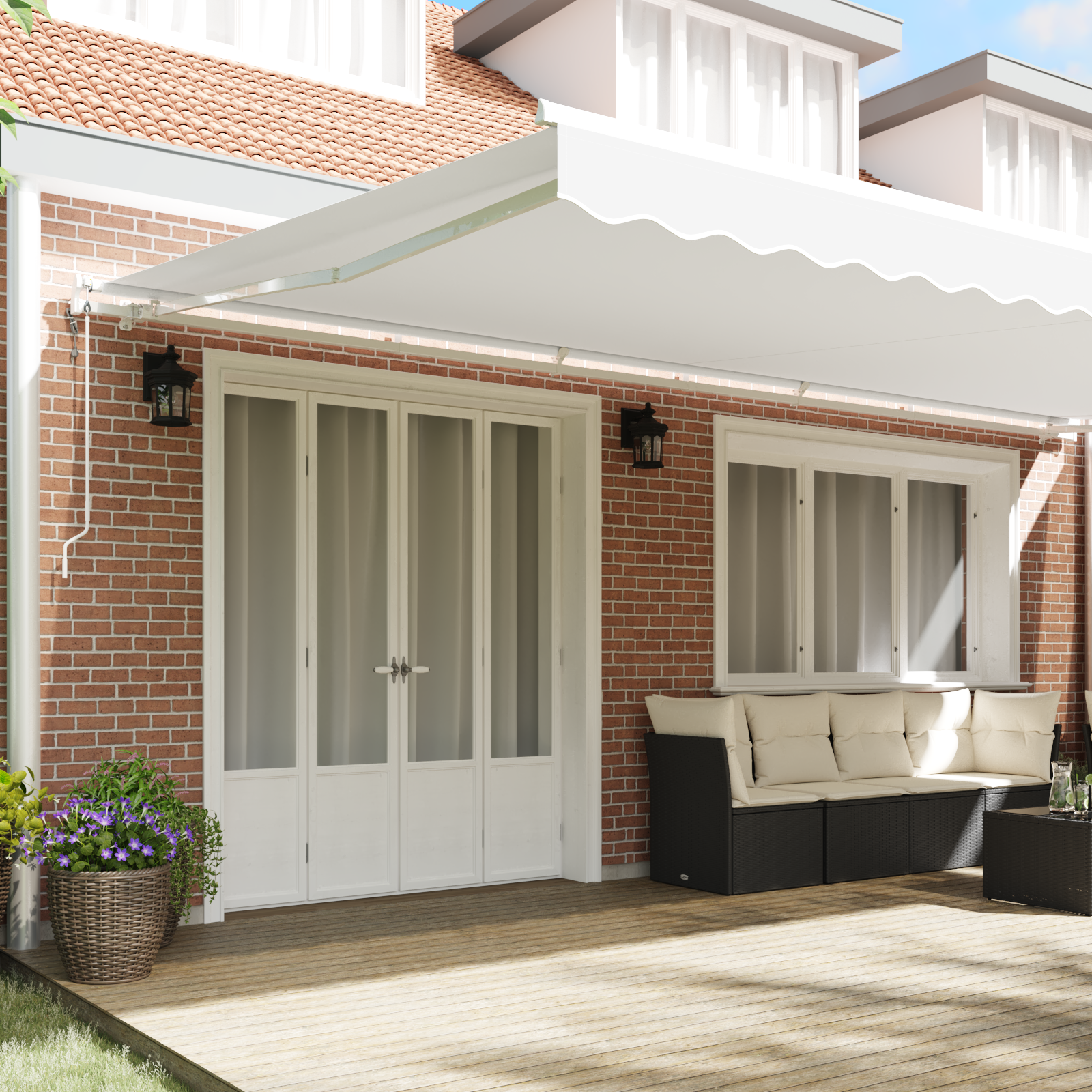 Automatisk Uttrekkbar Markise Hvit 600x300 cm