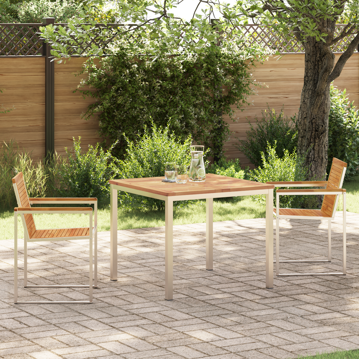 3 Delt Hage Spisestue Set Solid Tre Teak