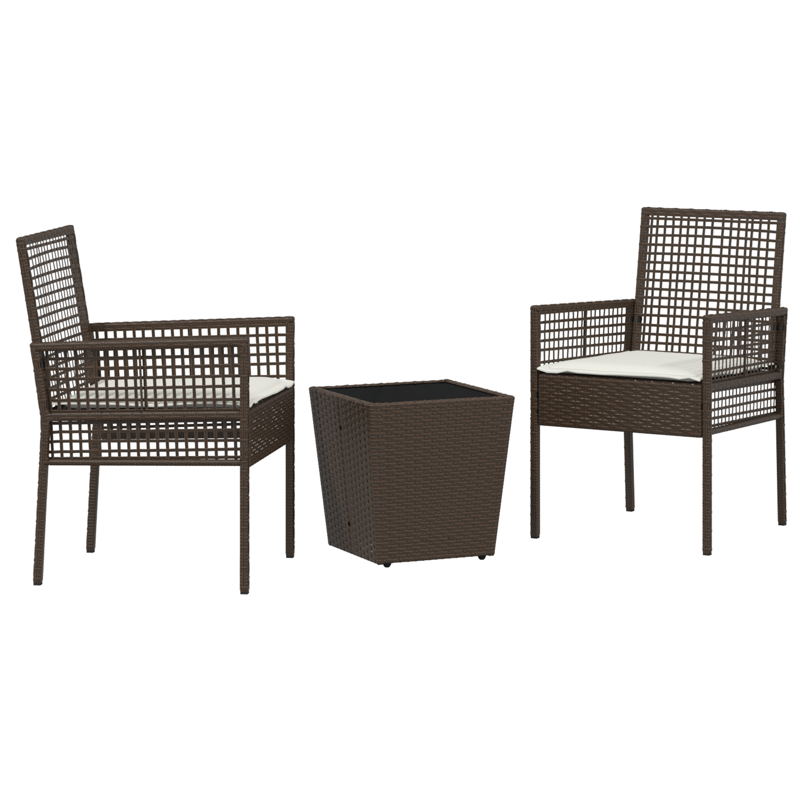 3-delers hagebistrosett med puter brun polyrotting