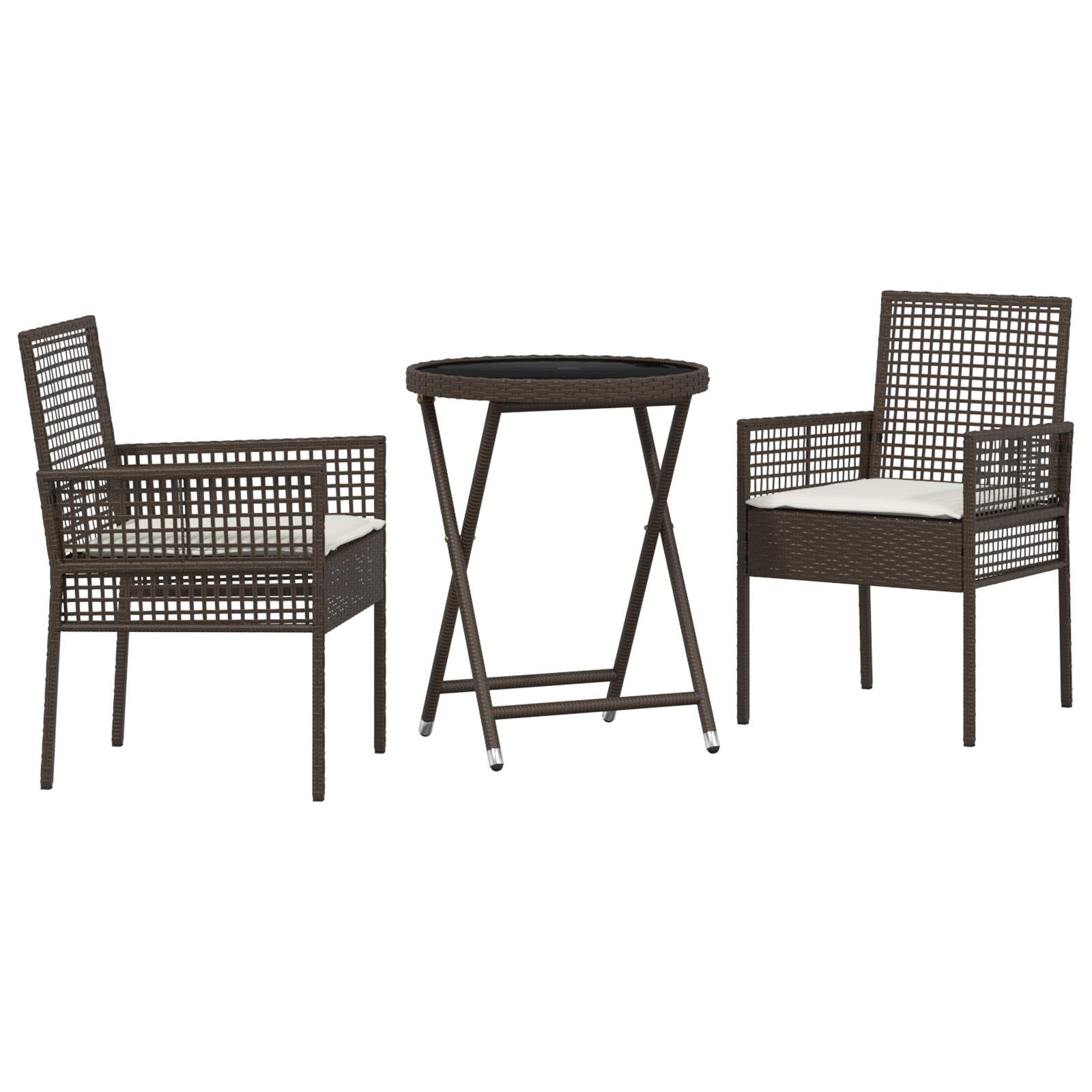 3 deler hage bistrosett med puter brun polyrotting