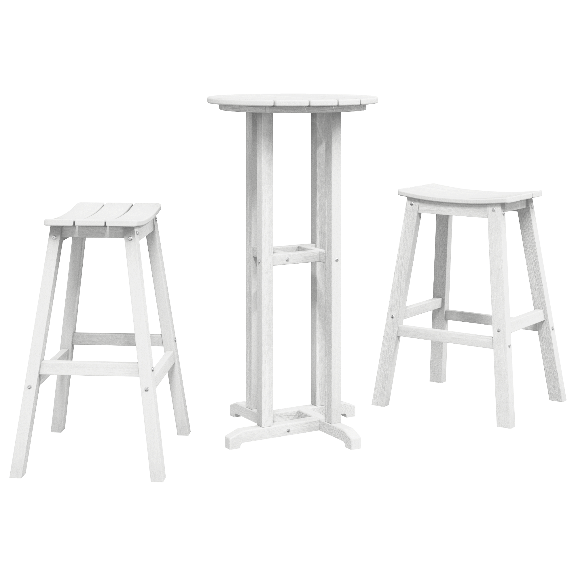 3-delt hagebar-sett hvit HDPE