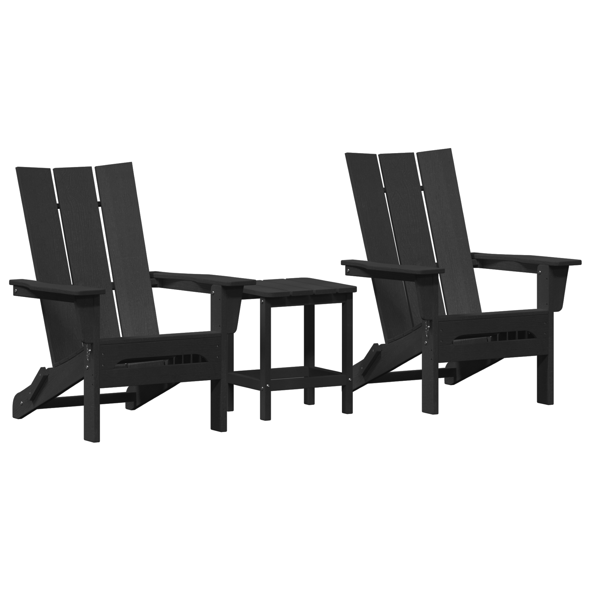 3-delt hage lounge sett svart HDPE