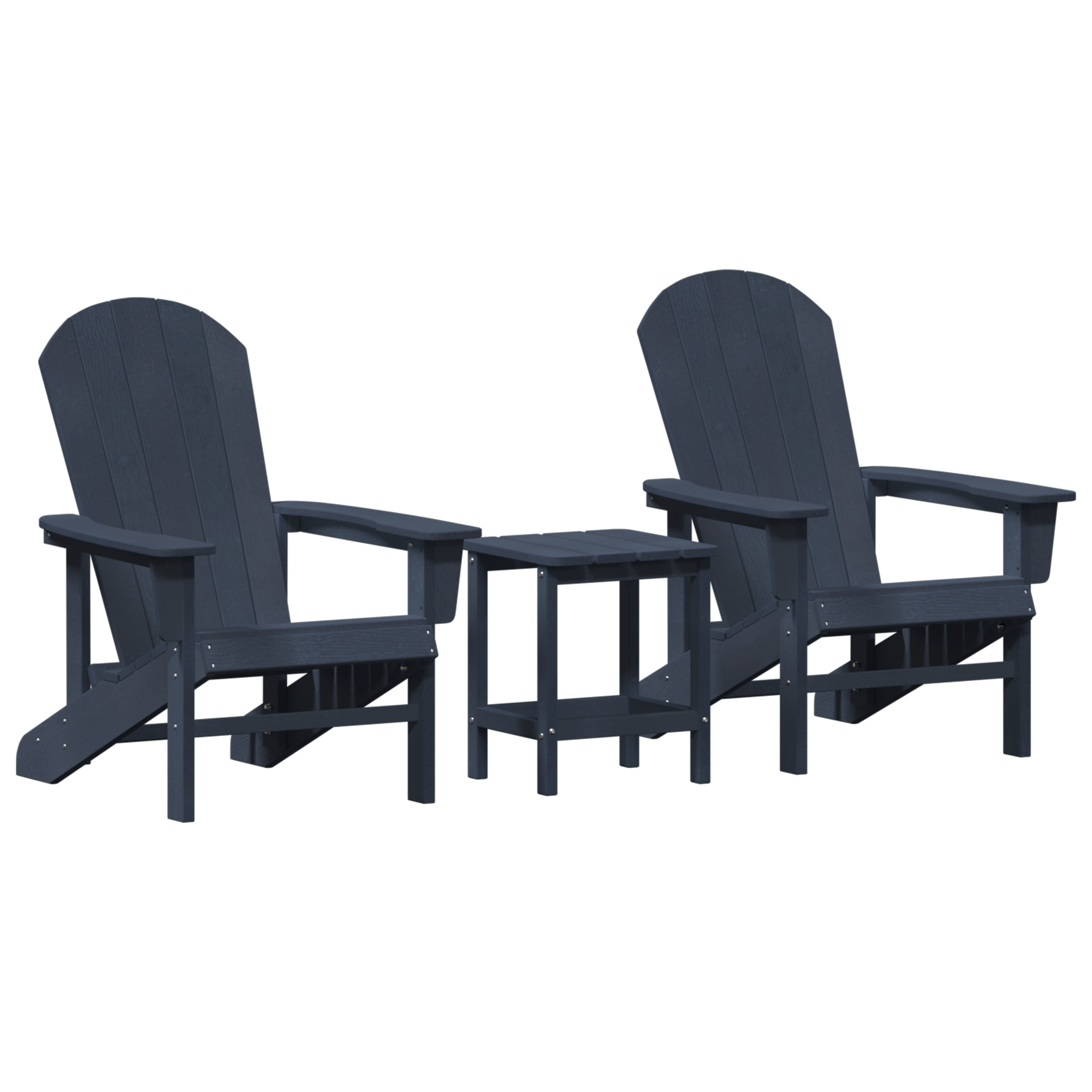 3-delte hage-lounge-sett marineblå HDPE