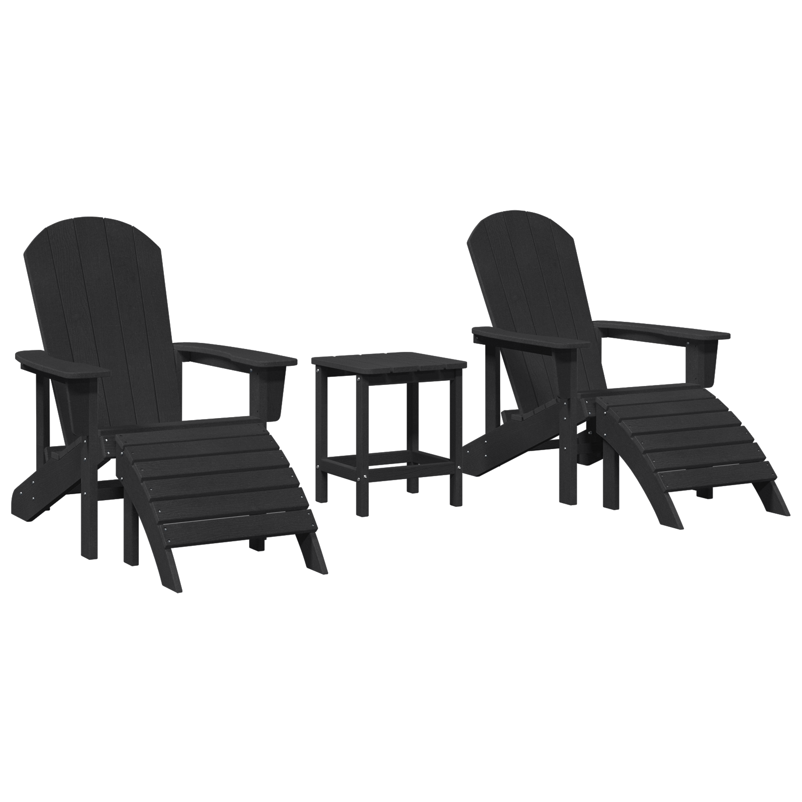 3 Delt Hage Lounge Sett Svart HDPE
