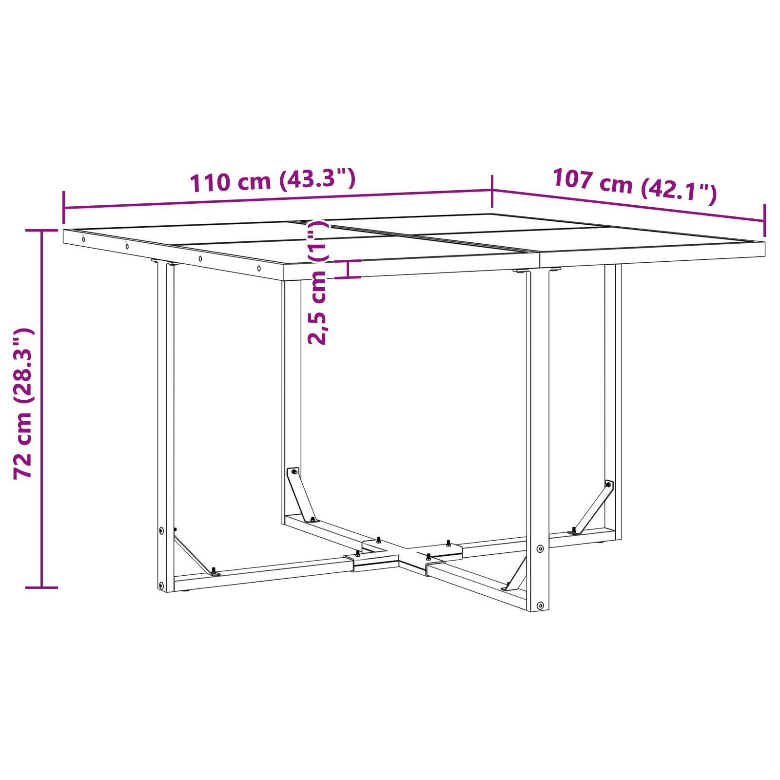 10-delt hagemøbelset med puter, stål og tekstilene