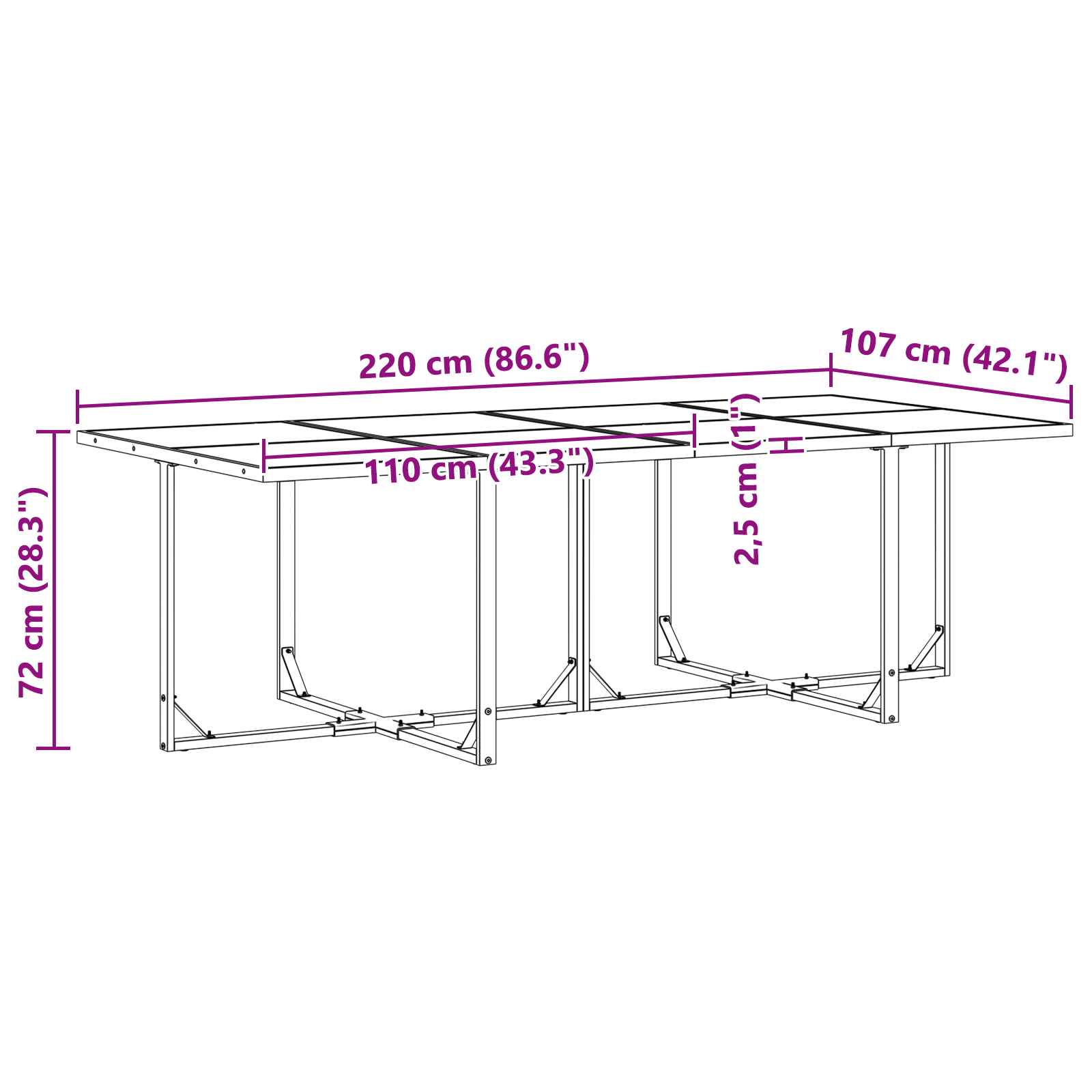 10 Delt Hage Spisebordsett med Puter Stål og Poly Rattan