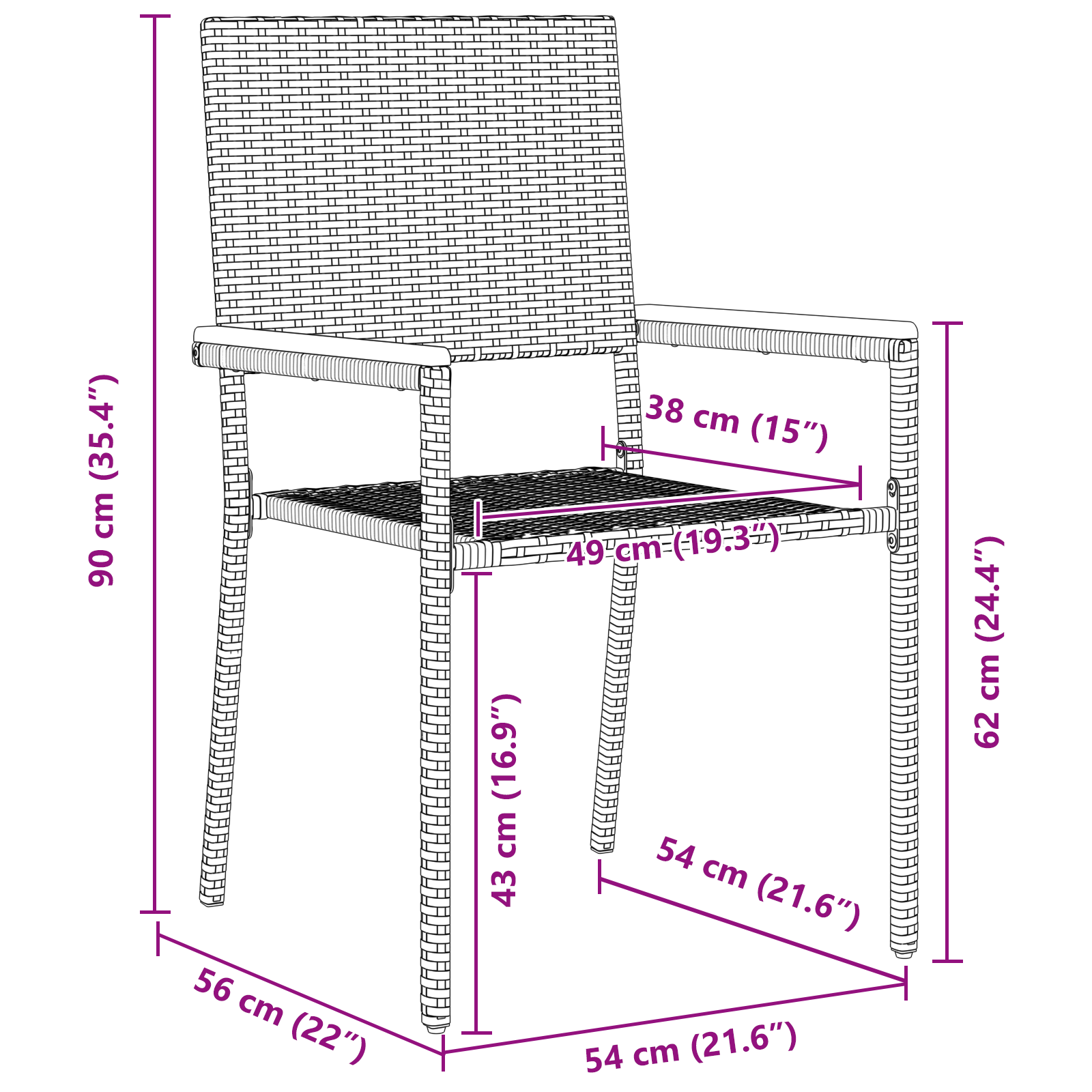 11-delt hagemøbelsett svart poly rattan