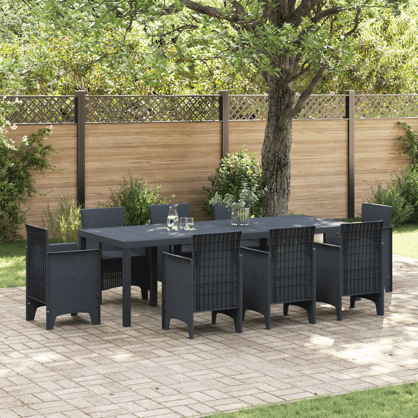 Hagebord Antrasitt 250x100x73 cm Poly Rattan