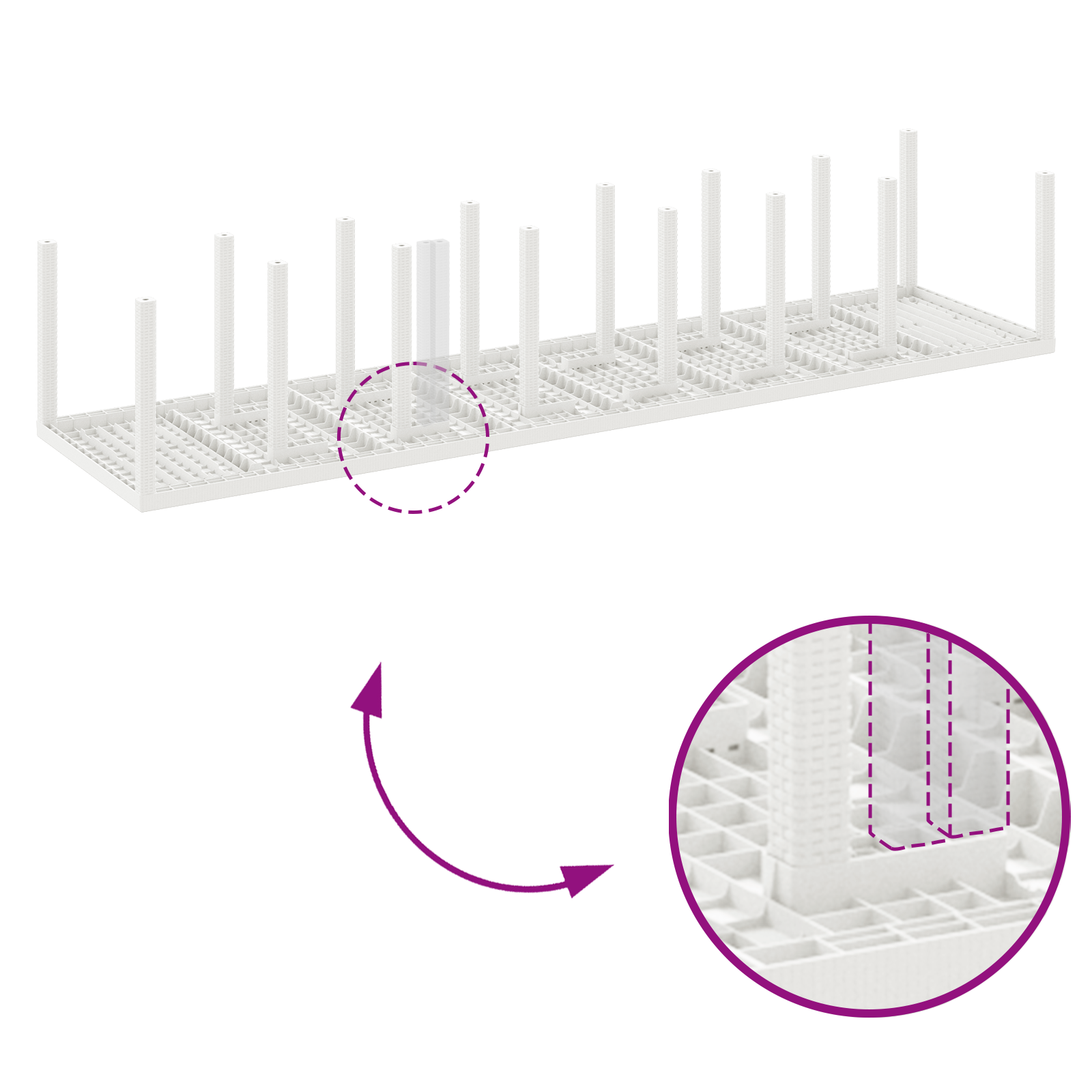 Hagebord Hvit 400x100x73 cm Poly Rattan