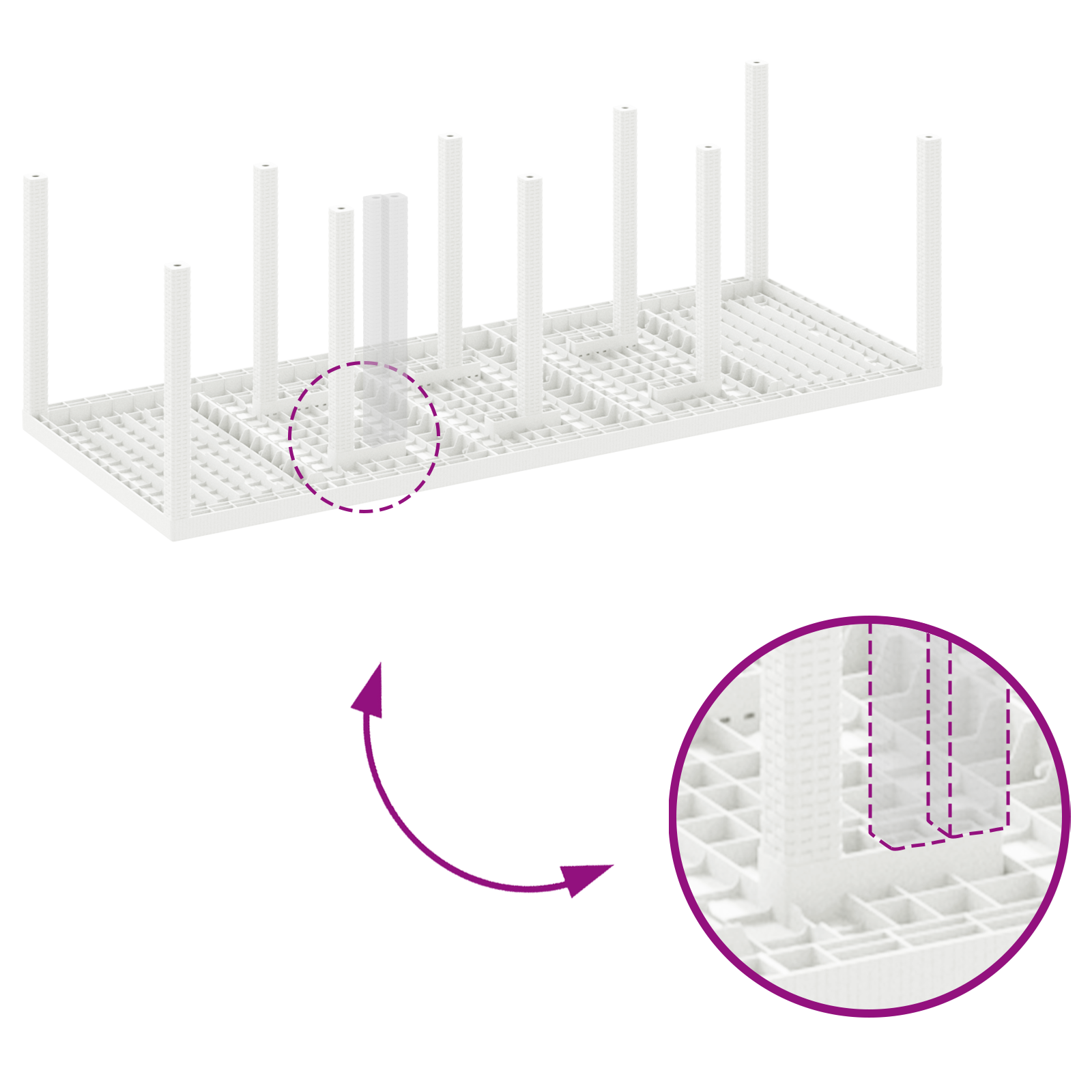 11-delt hage spisebordsett med puter hvit poly rotting