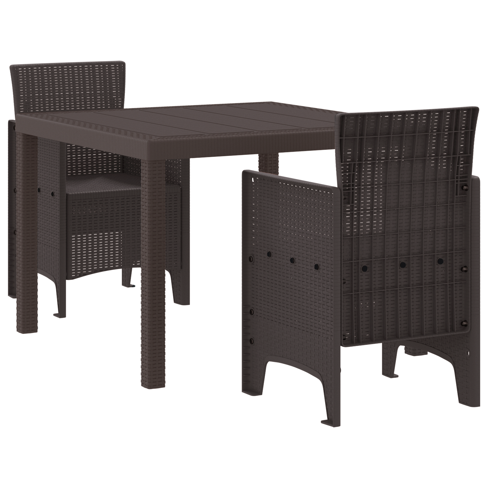 3-delt hage spisegruppe Brun Poly Rattan