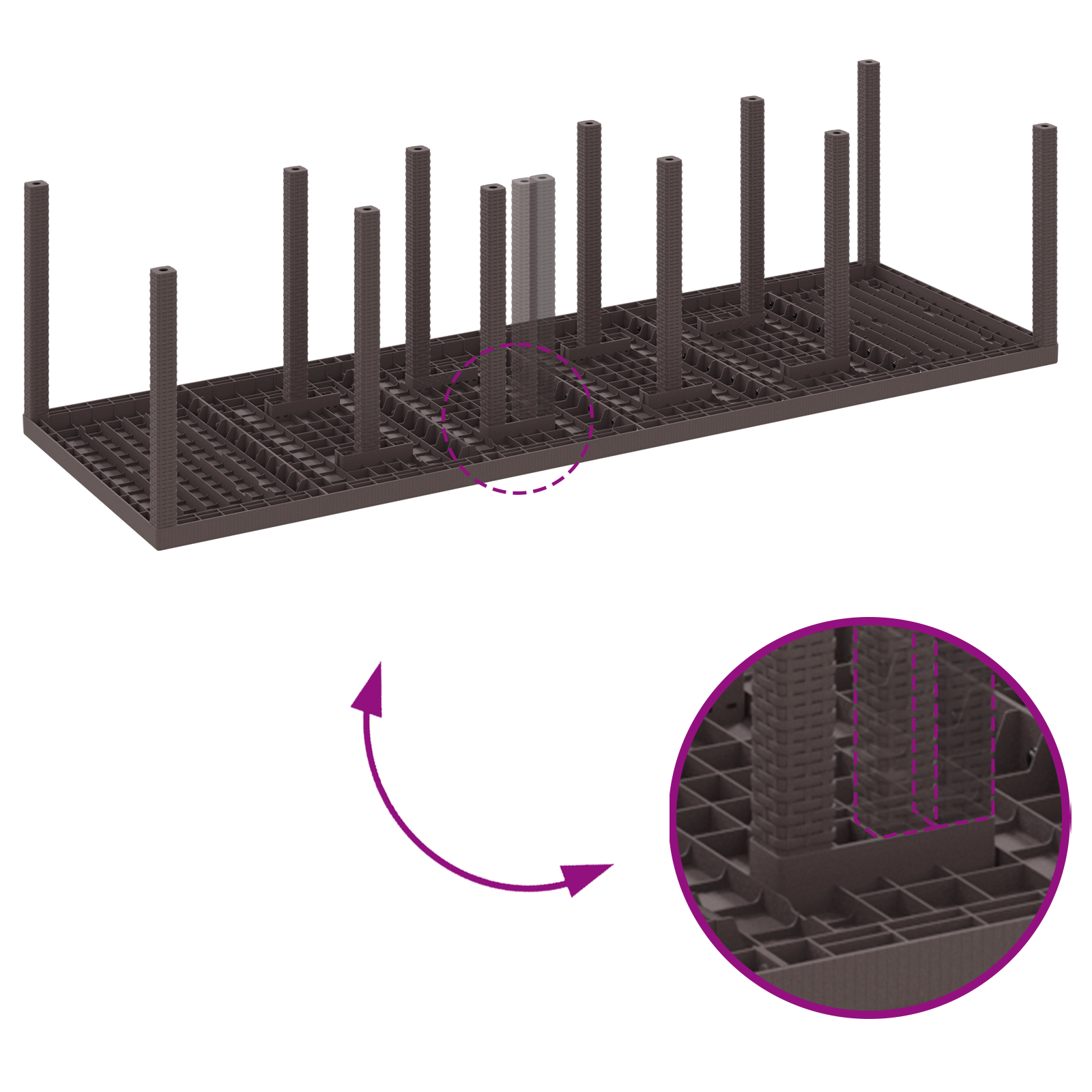 11-delers hageserveringssett med puter i brun polyrotting