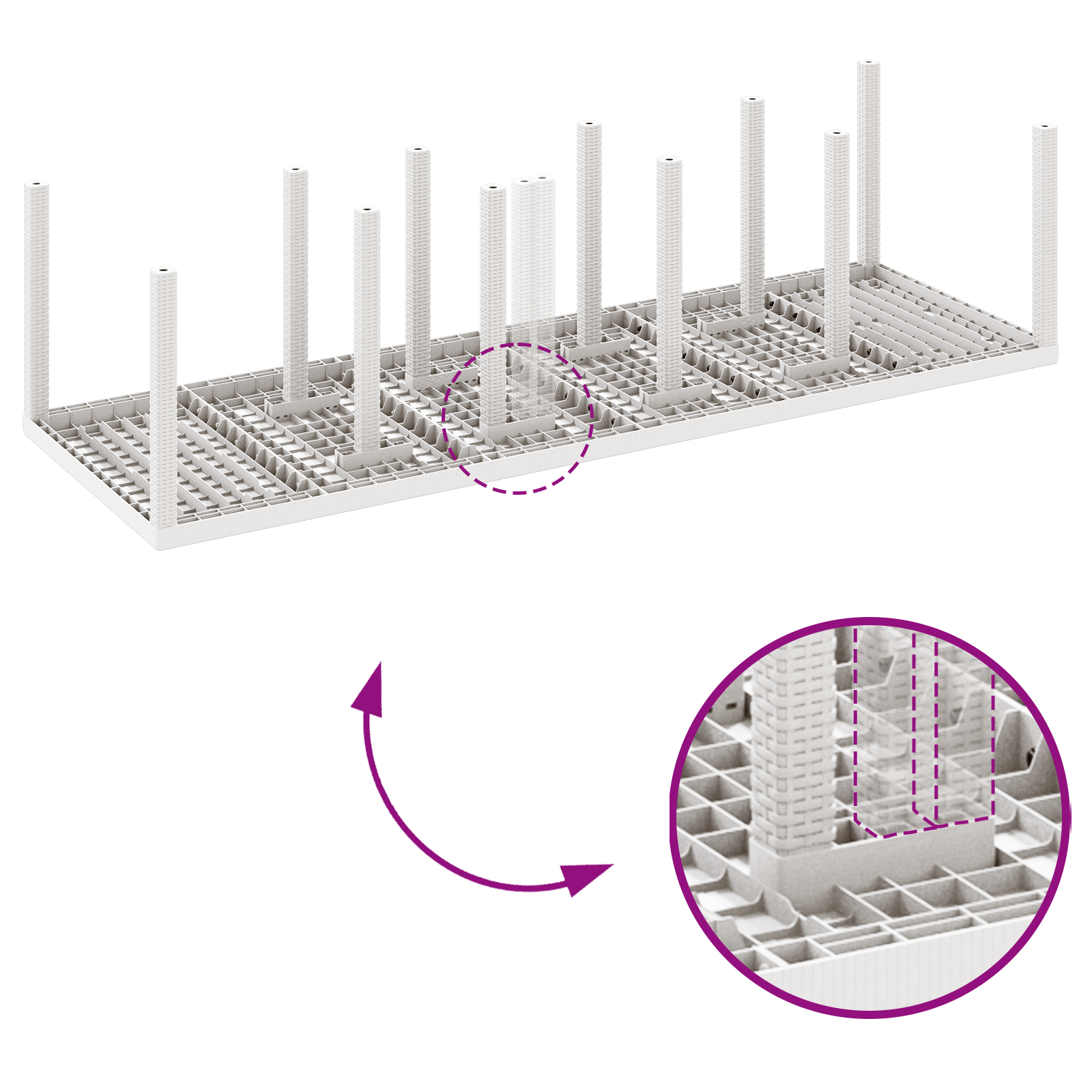 11-delt Hage Spisegruppe med Puter Hvit Polyrotting