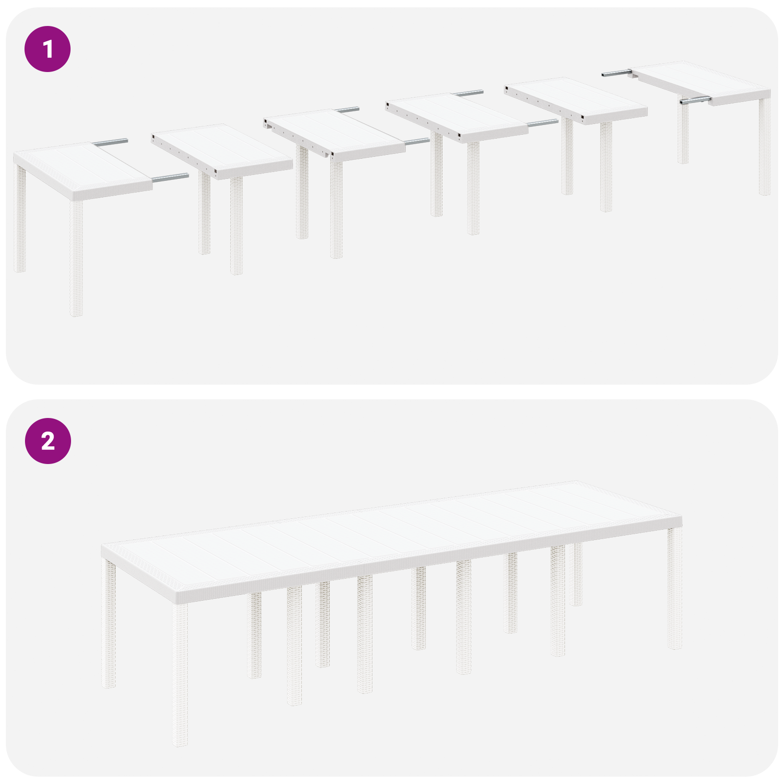 11 Delt Hage Spisegruppe med Puter Hvit Polyrotting