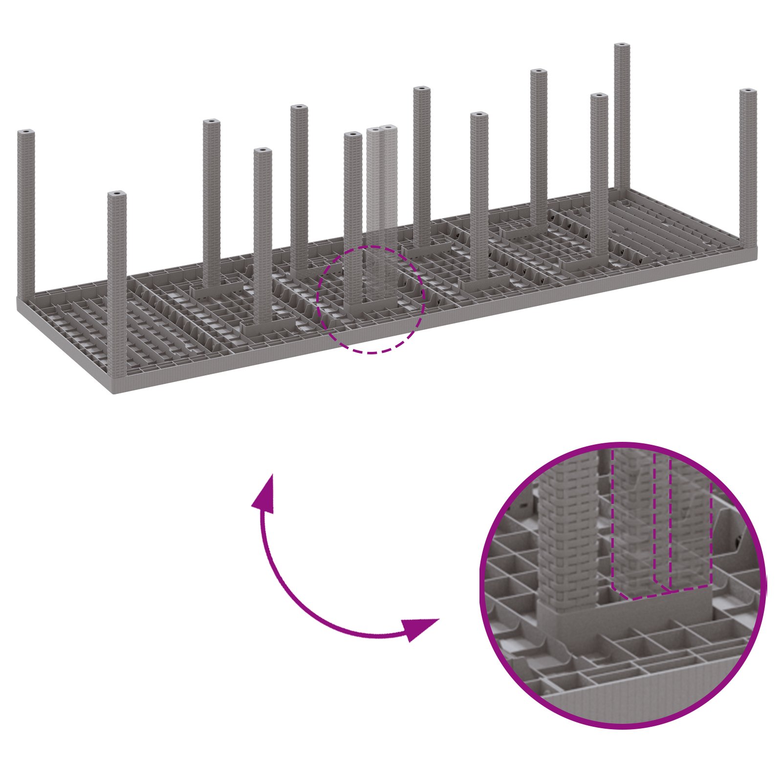 11 Delt Hage Spisegruppe med Puter Lysegrå Polyrotting
