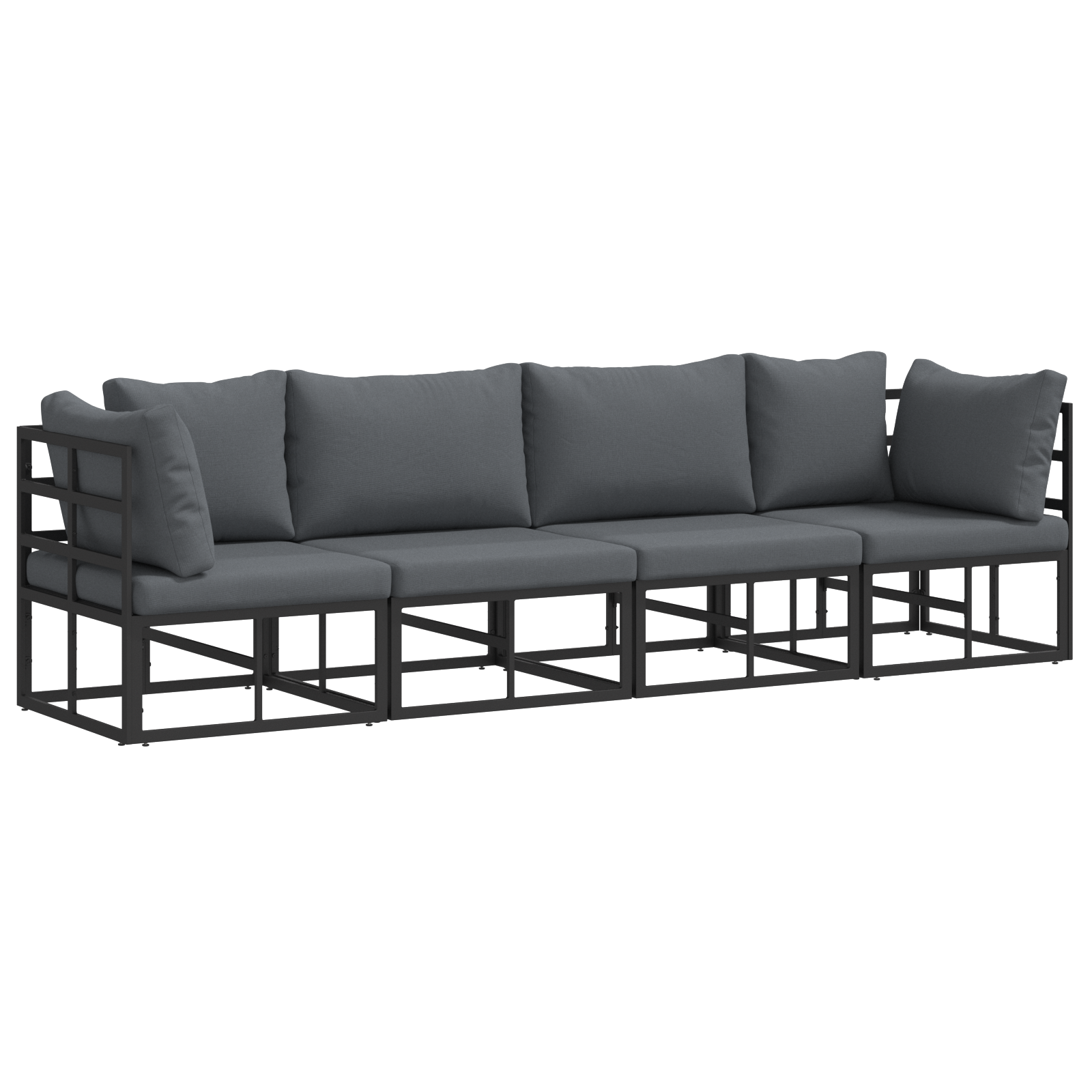 Hagesofa Set med pute med pute 4 pcs Svart 283 x 71.5 x 71 cm Aluminium