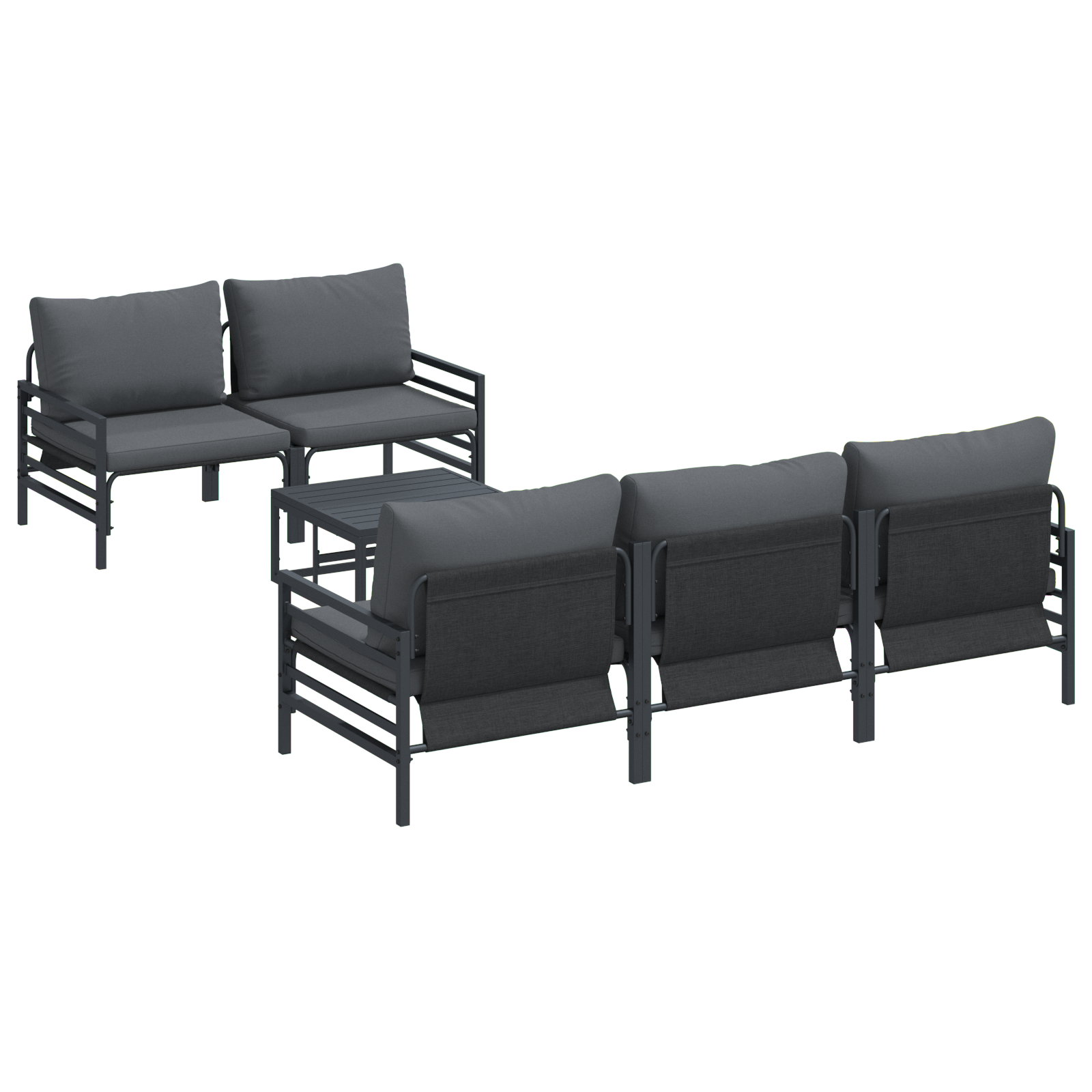 Hagesofa Set 6 pcs Antrasitt 70 x 70.5 x 31.5 cm Stål & stoff