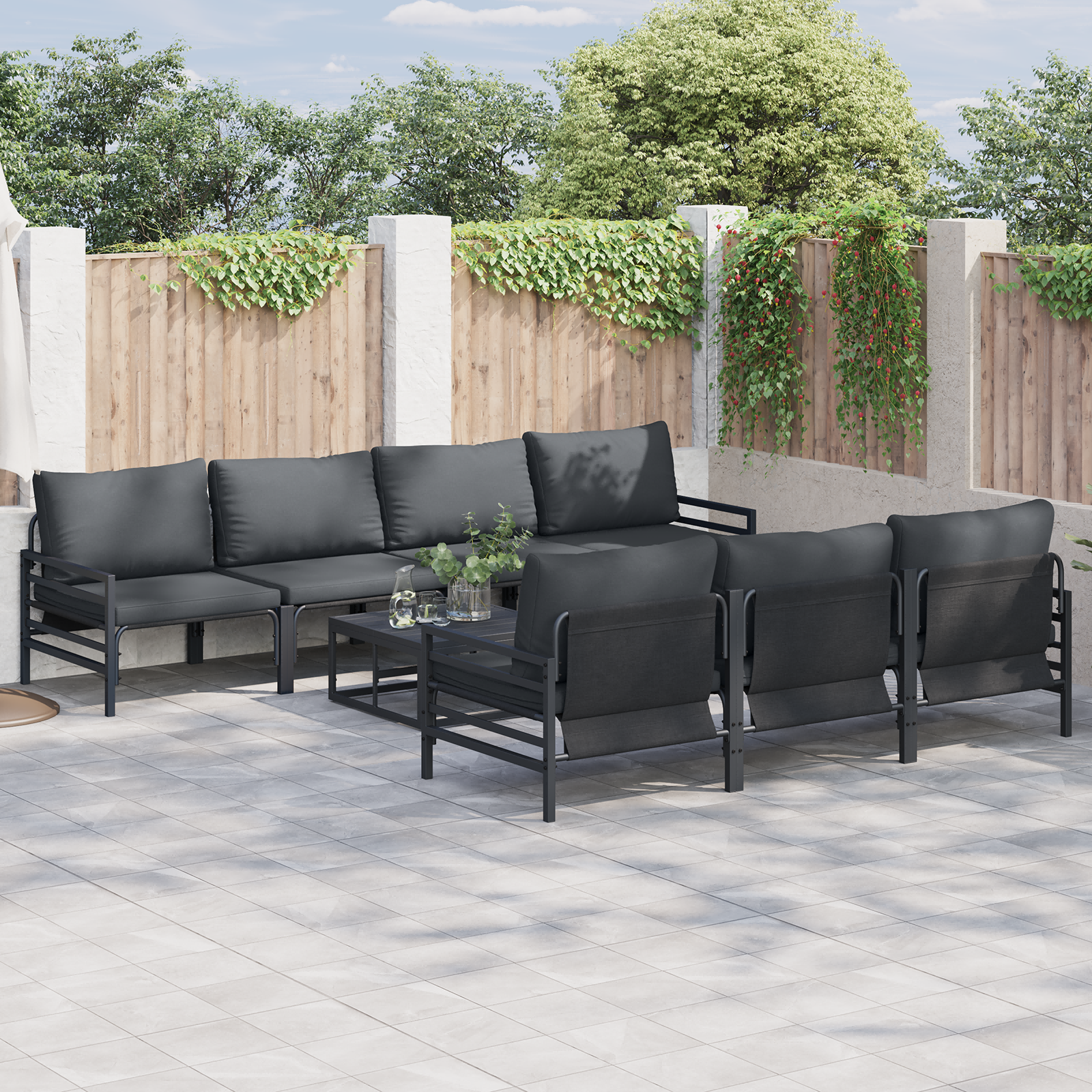 Hagesofa Set med pute med pute 8 pcs Antrasittgrå 70 x 70.5 x 31.5 cm