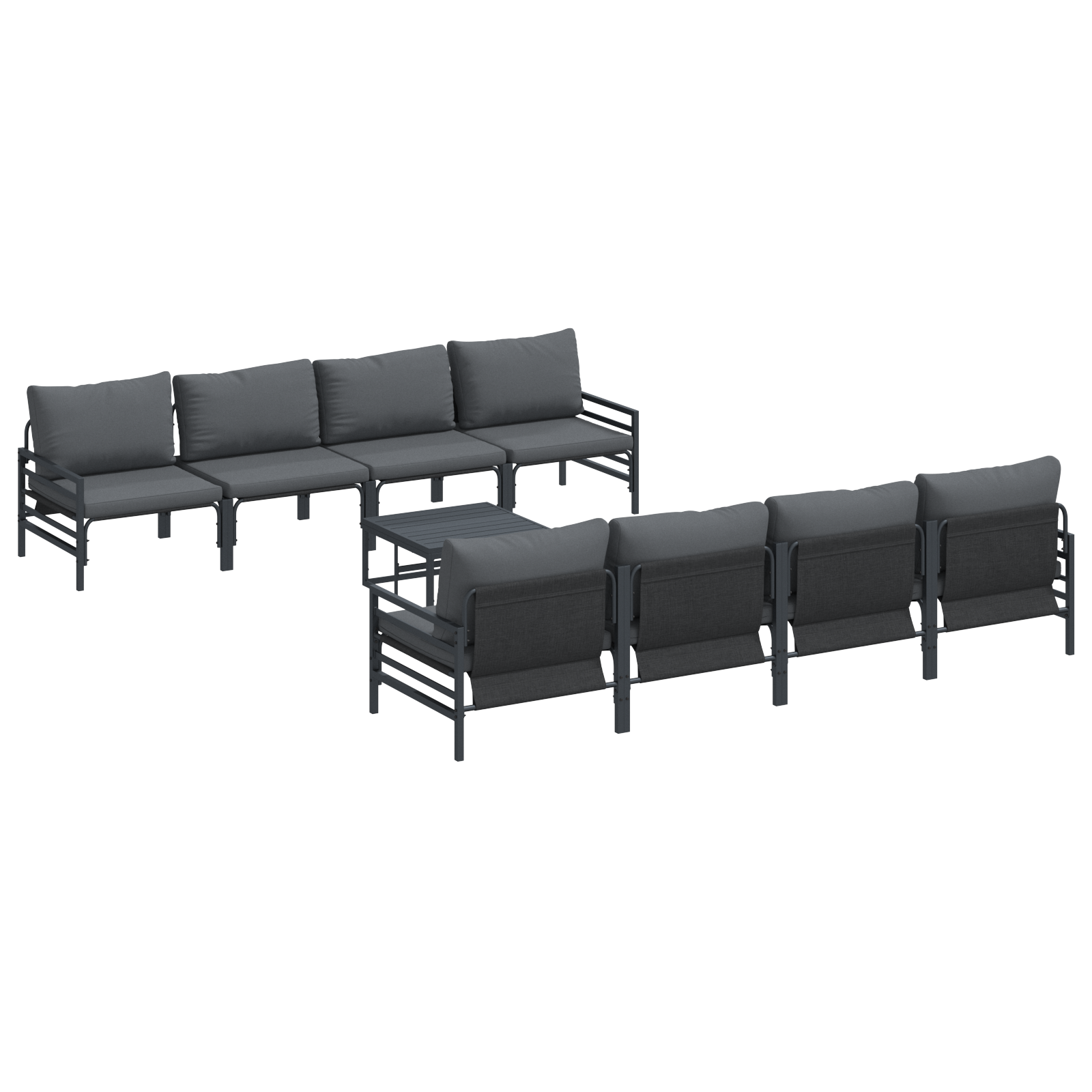 Hagesofa Set 9 pcs Antrasitt 70 x 70.5 x 31.5 cm Stål & stoff