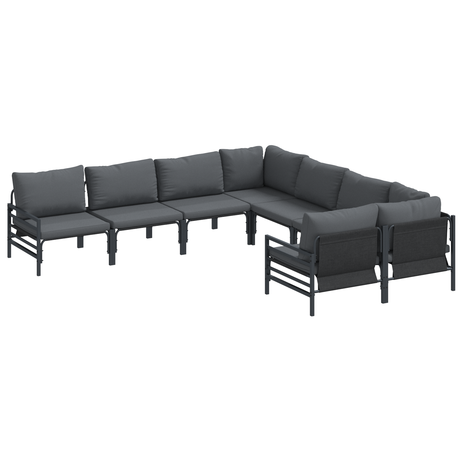 Hagesofa Set 8 pcs Antrasittgrå Stål