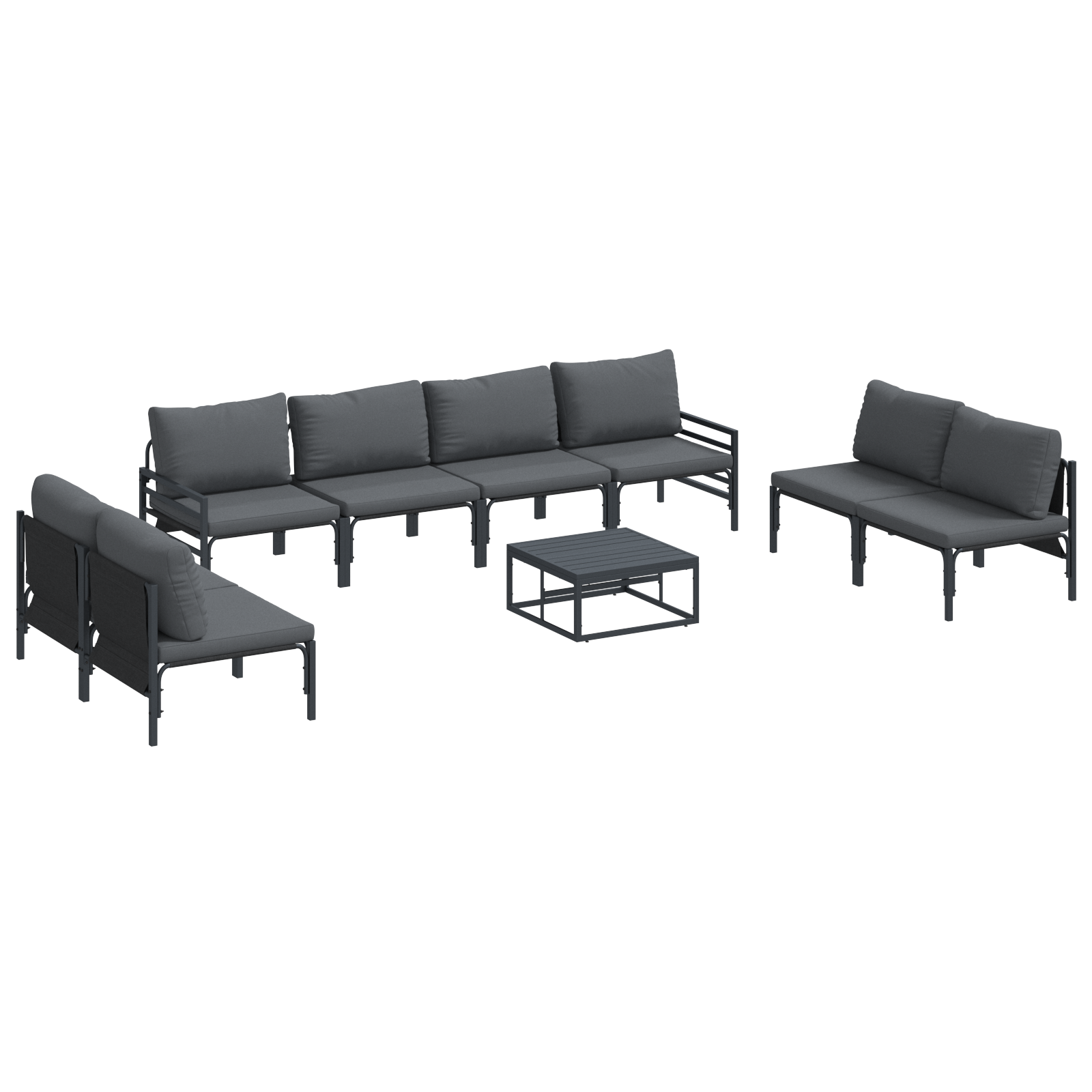 Hagesofa Set 9 pcs Antrasitt Stål