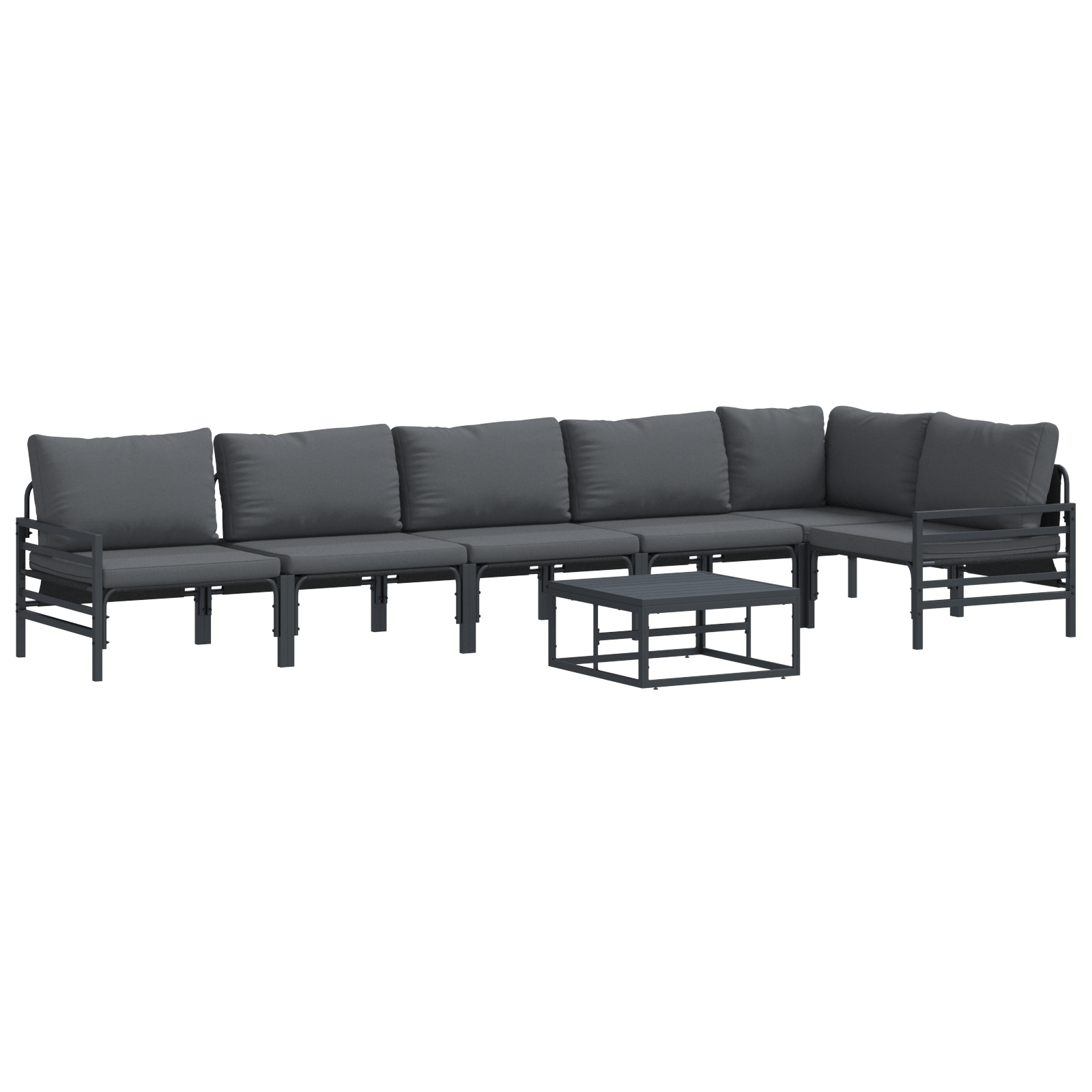 Hagesofa Set 7 pcs Antrasitt Stål