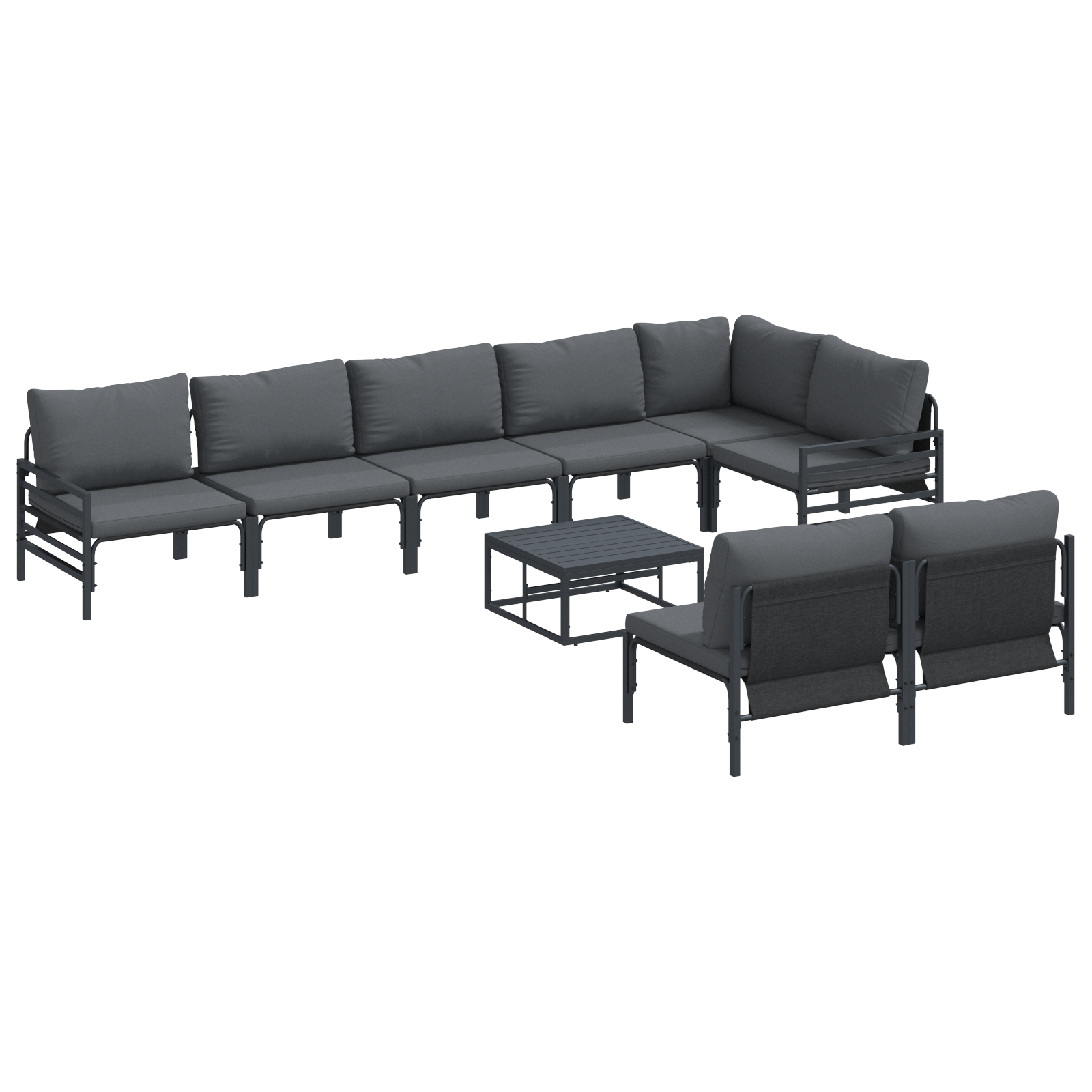 Hagesofa Set 9 pcs Antrasitt Stål