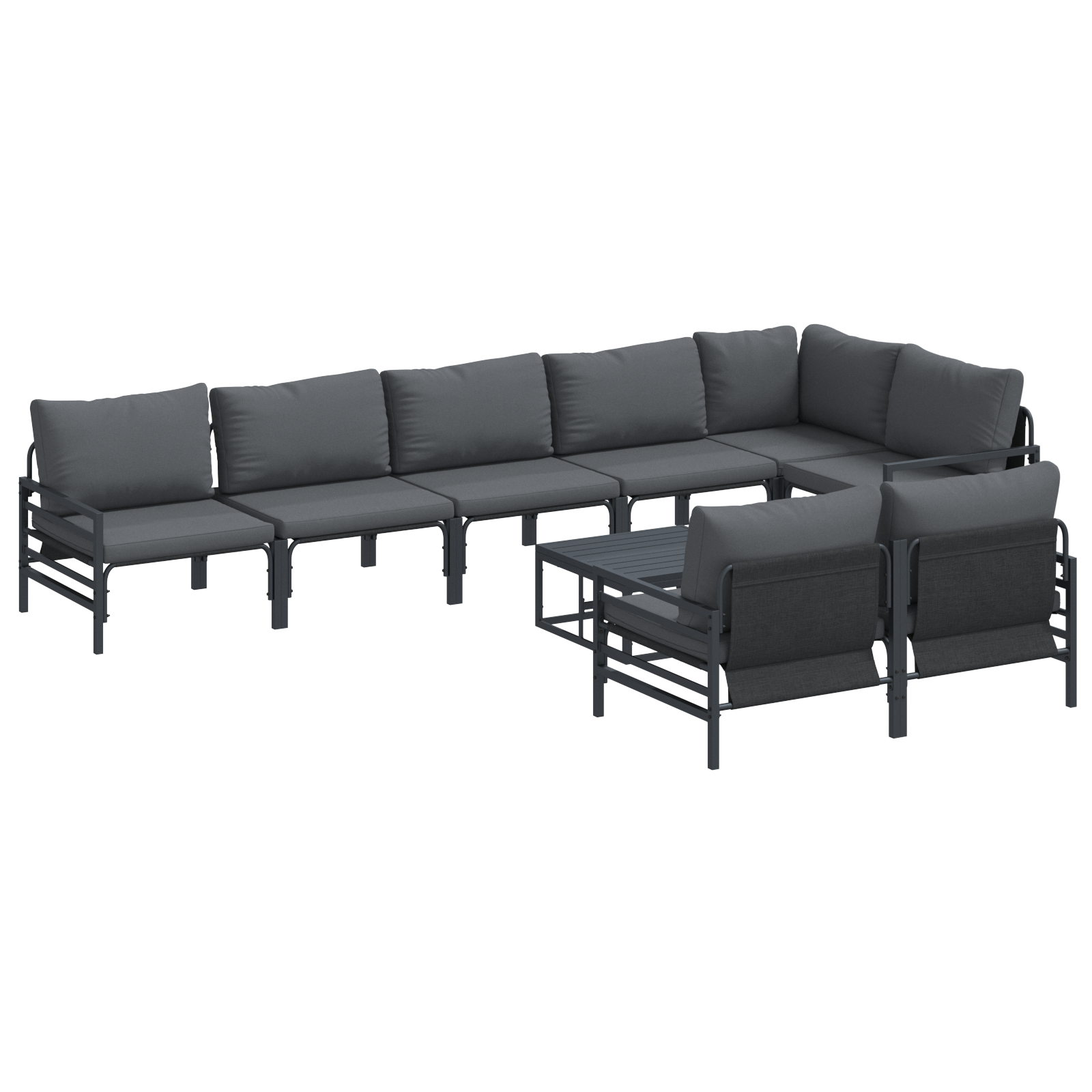 Hagesofa Set 9 pcs Antrasitt Stål
