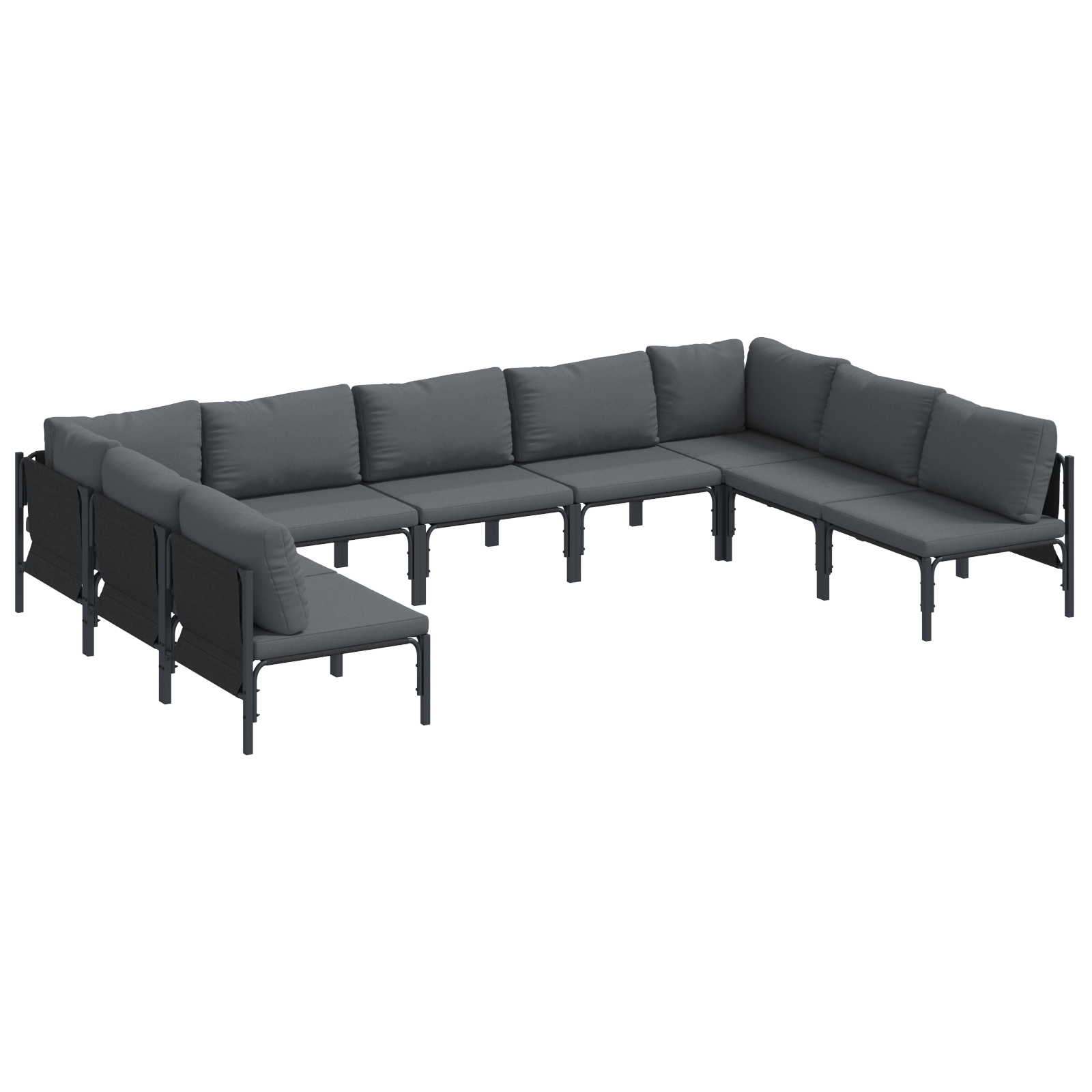 Hagesofa Set 9 pcs Antrasitt Stål